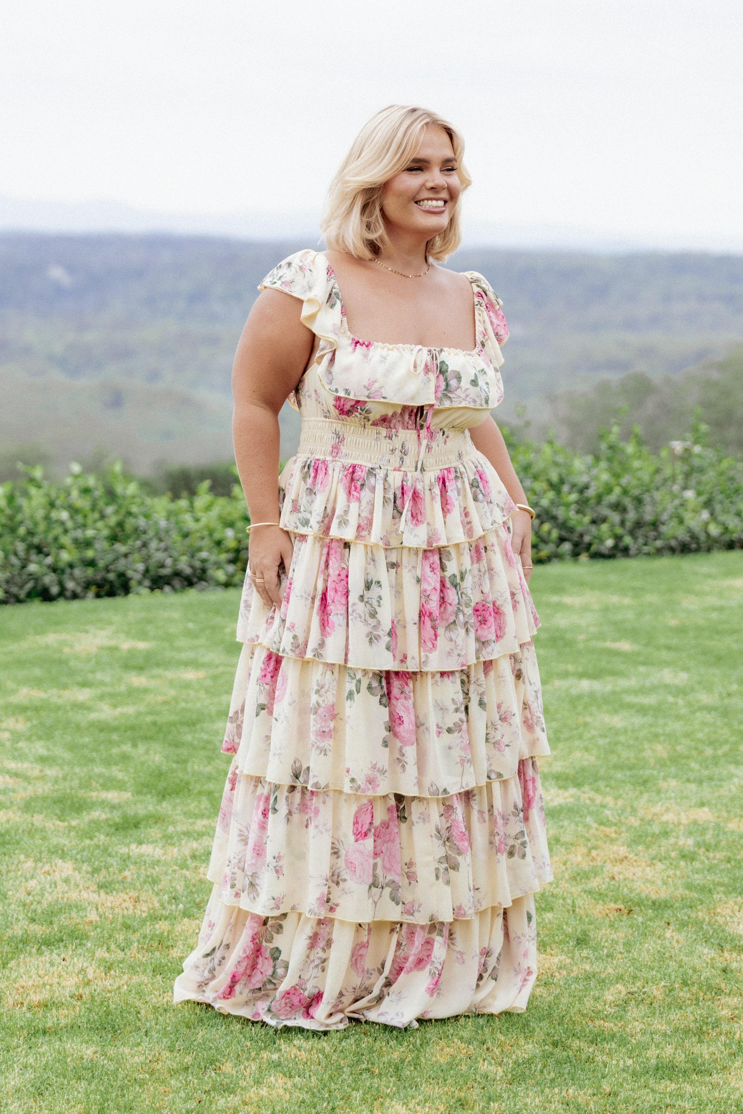 Petal and Pup USA DRESSES Belle Maxi Dress - Yellow Floral