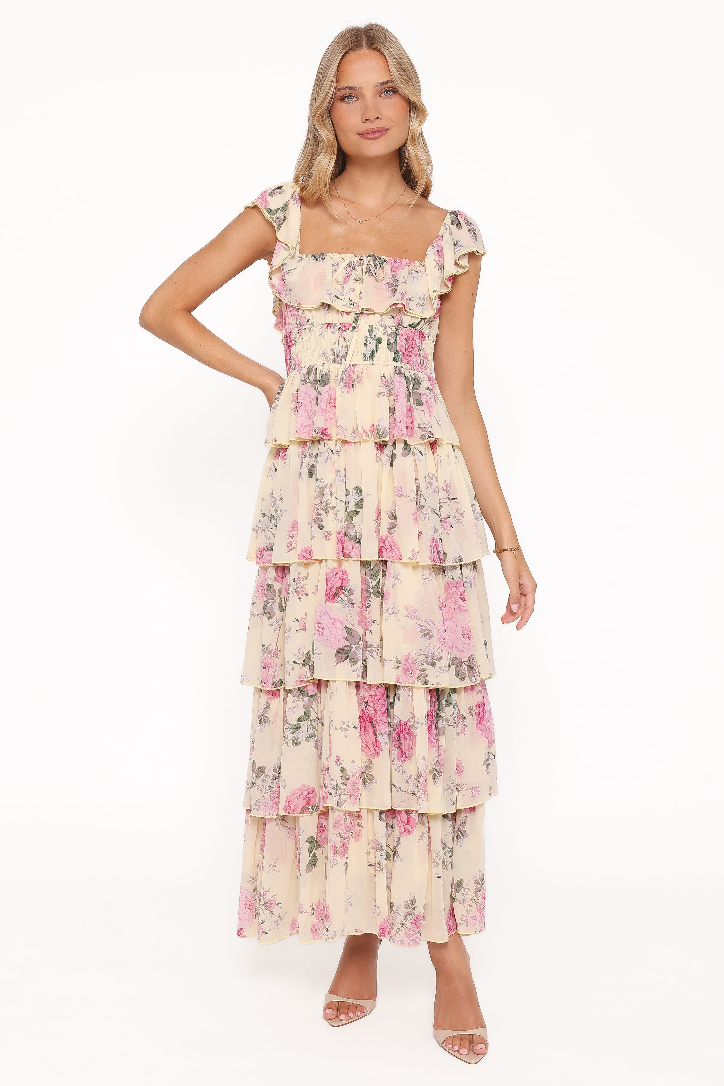 Petal and Pup USA DRESSES Belle Maxi Dress - Yellow Floral