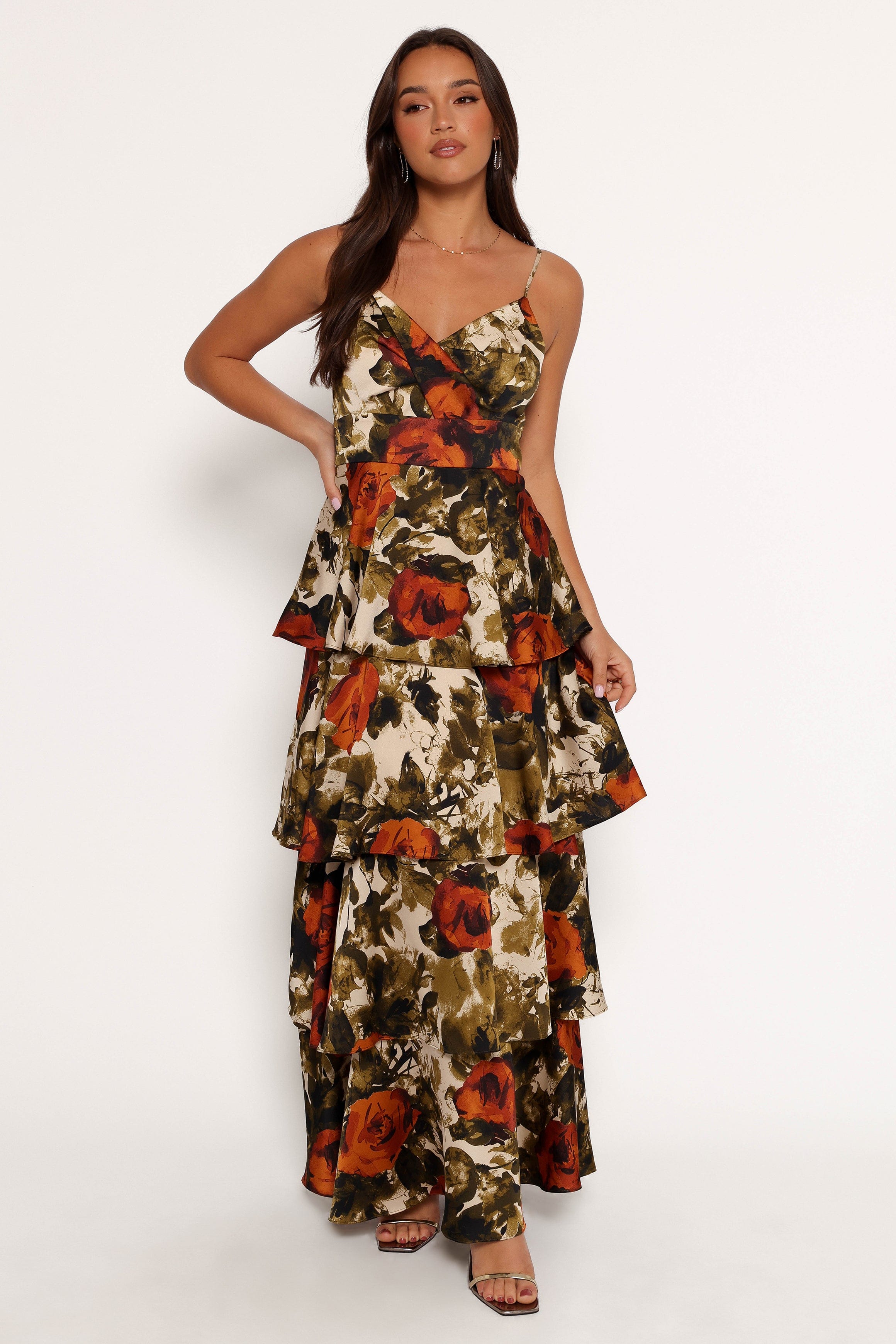 Petal and Pup USA DRESSES Benny Maxi Dress - Rust/Olive