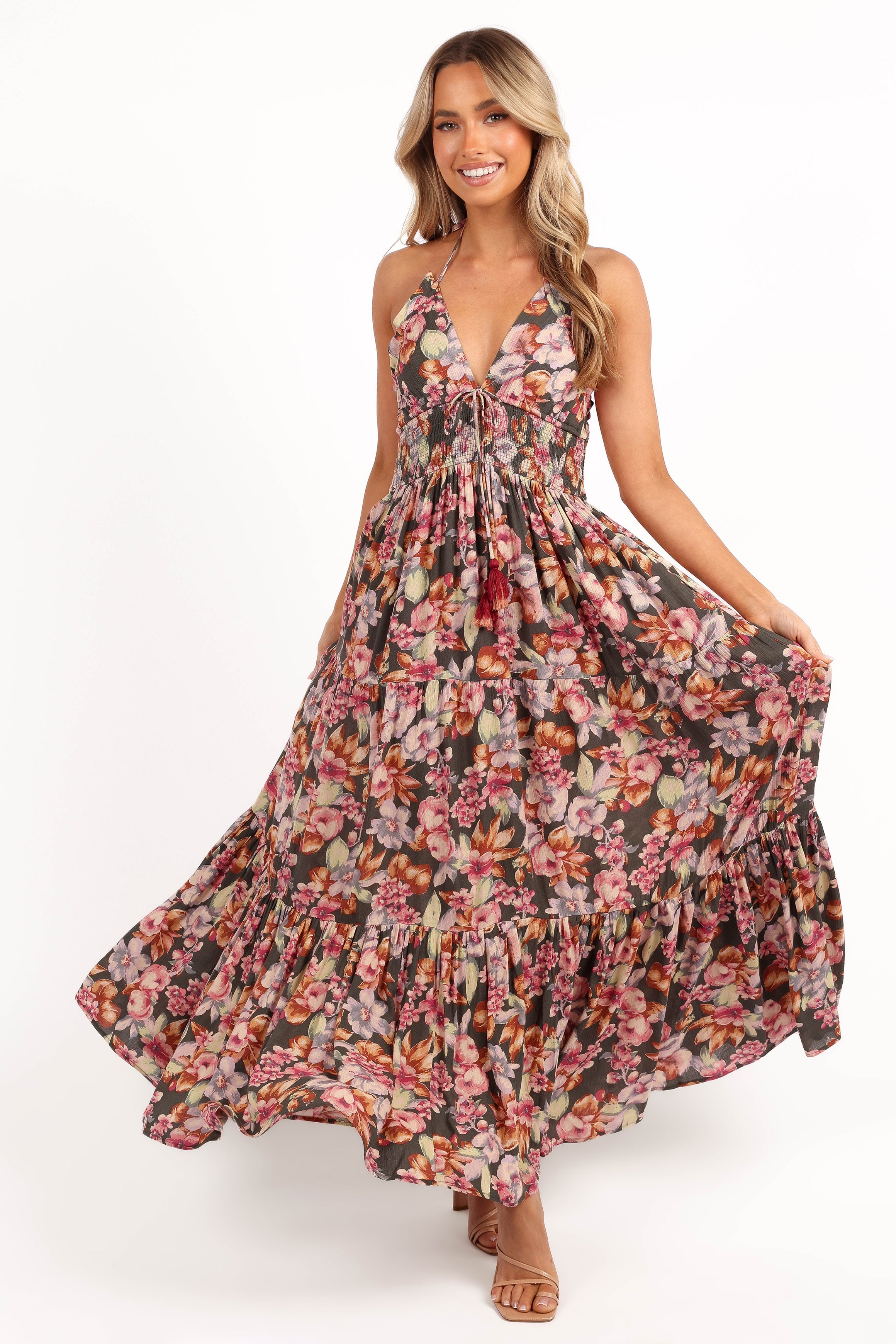 Petal and Pup USA DRESSES Benson Maxi Dress - Dark Green/Multi