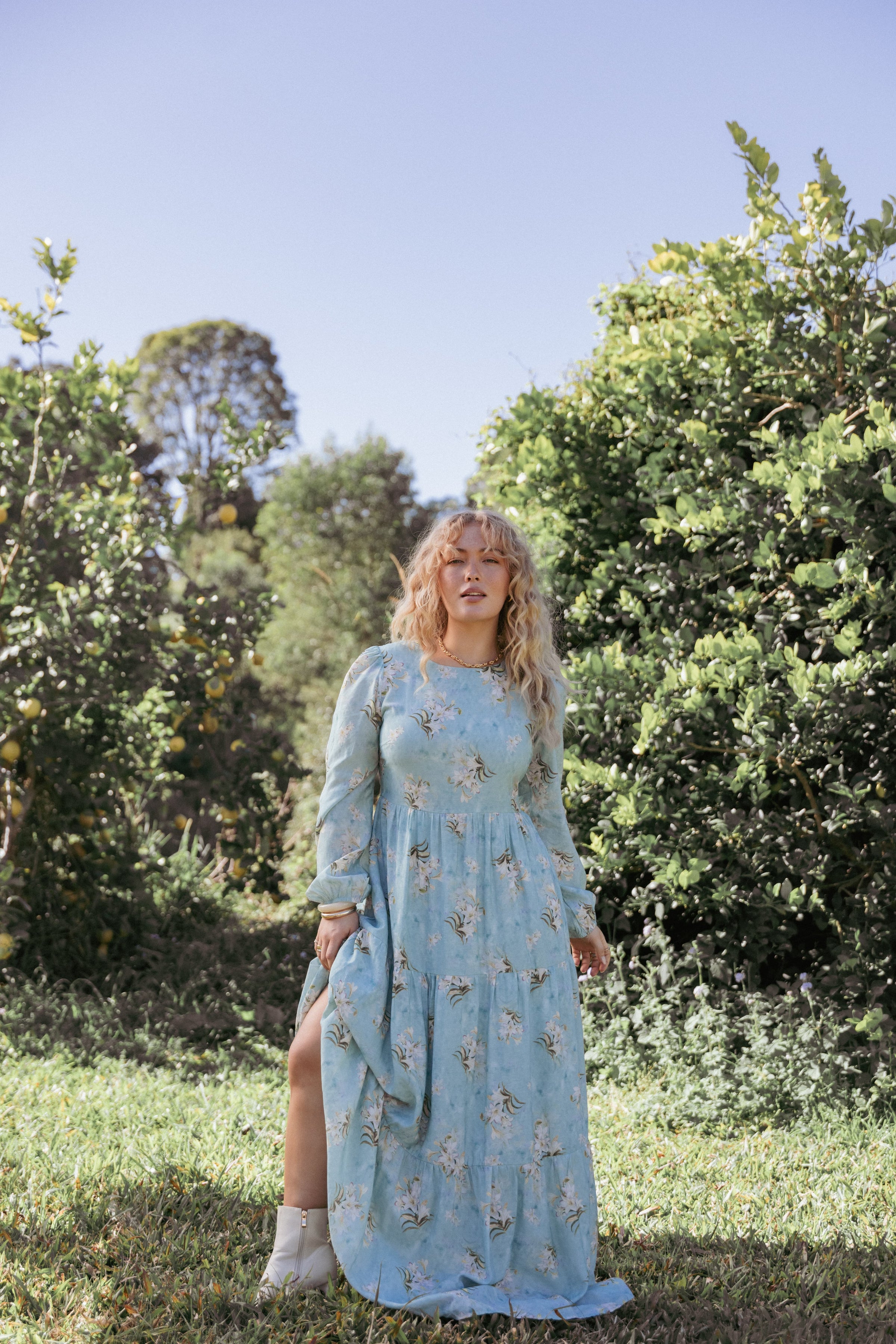 Petal and Pup USA DRESSES Bernice Maxi Dress - Blue Floral