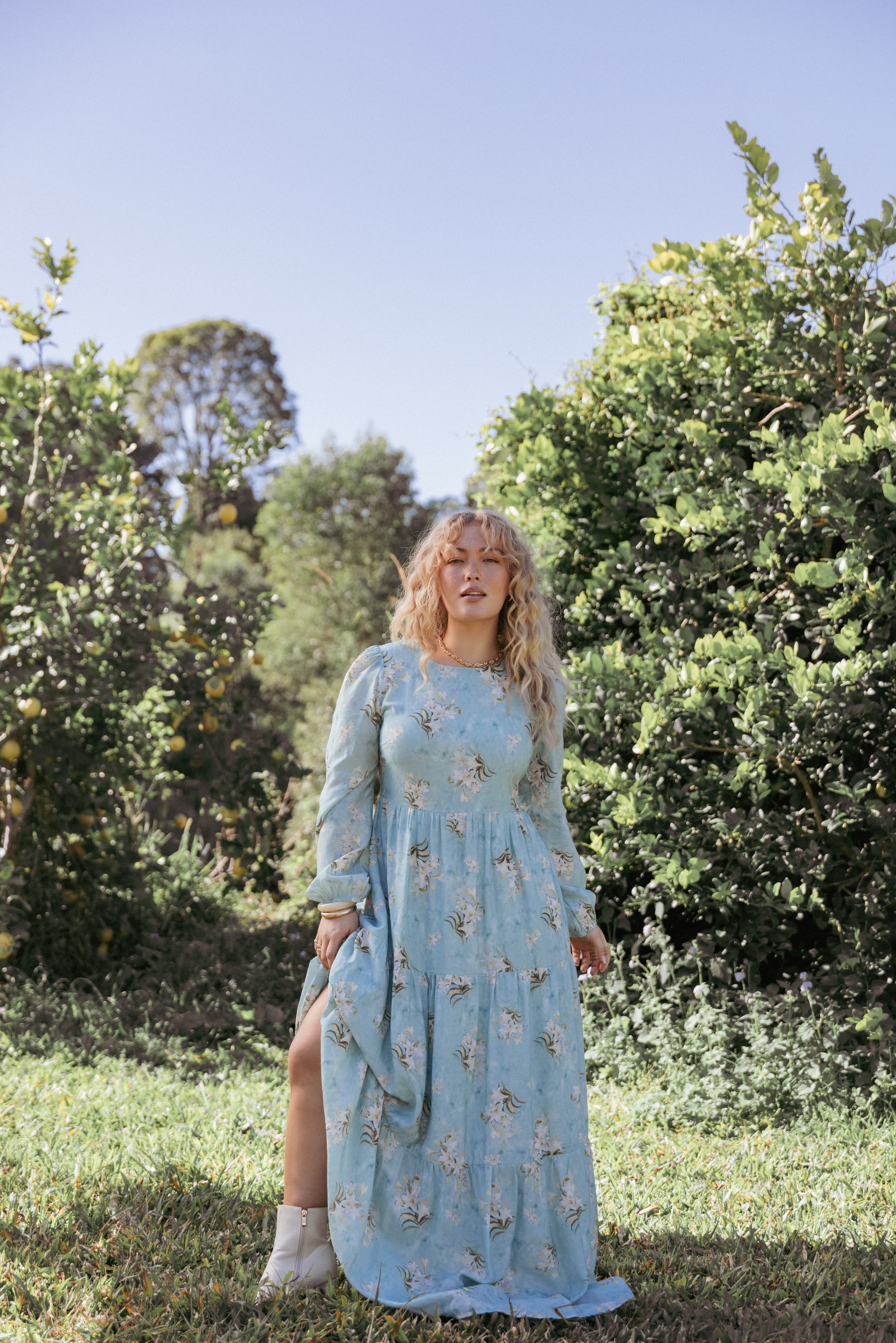 Petal and Pup USA DRESSES Bernice Maxi Dress - Blue Floral