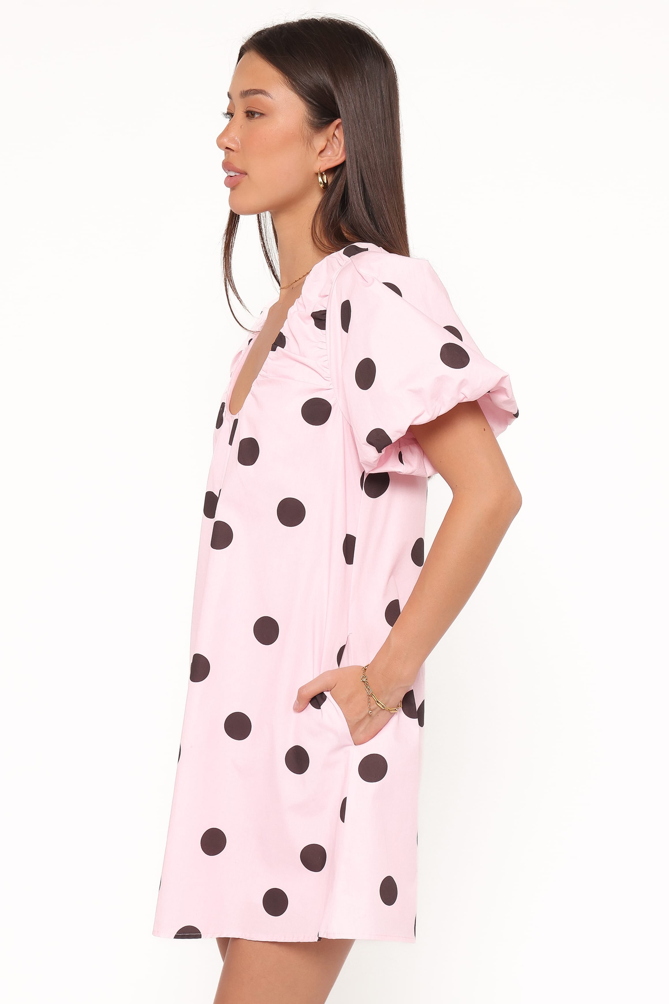 Petal and Pup USA DRESSES Bertine Mini Dress - Pink Polka Dot