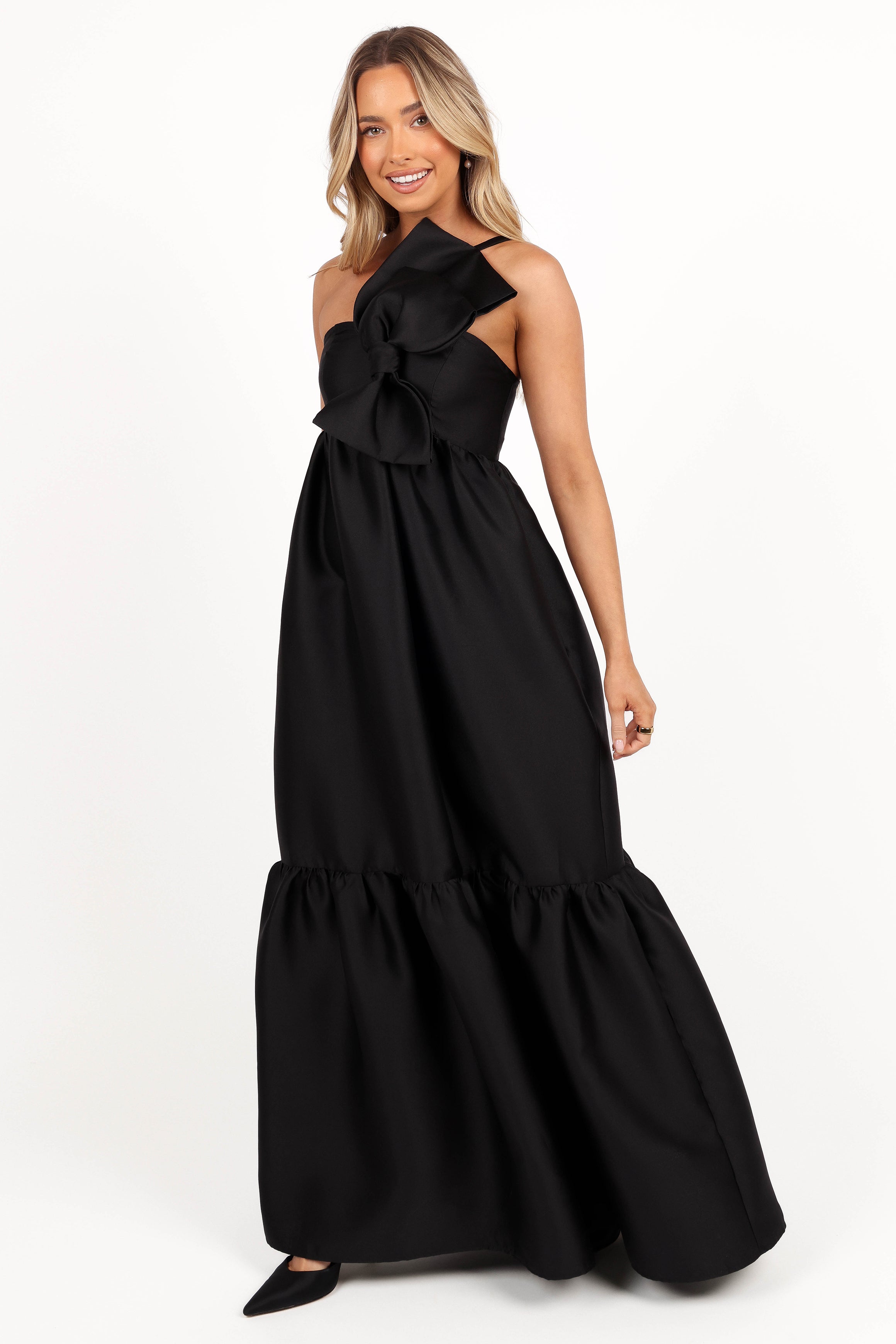 Petal and Pup USA DRESSES Betina Bow Front Maxi Dress - Black