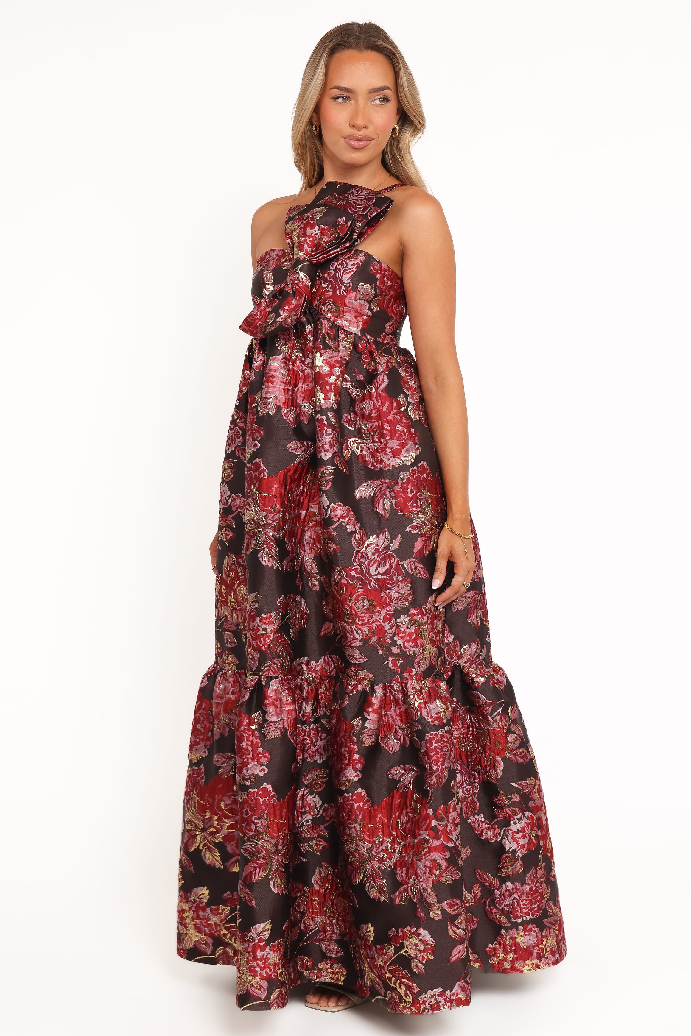 Petal and Pup USA DRESSES Betina Bow Front Maxi Dress - Brown Floral