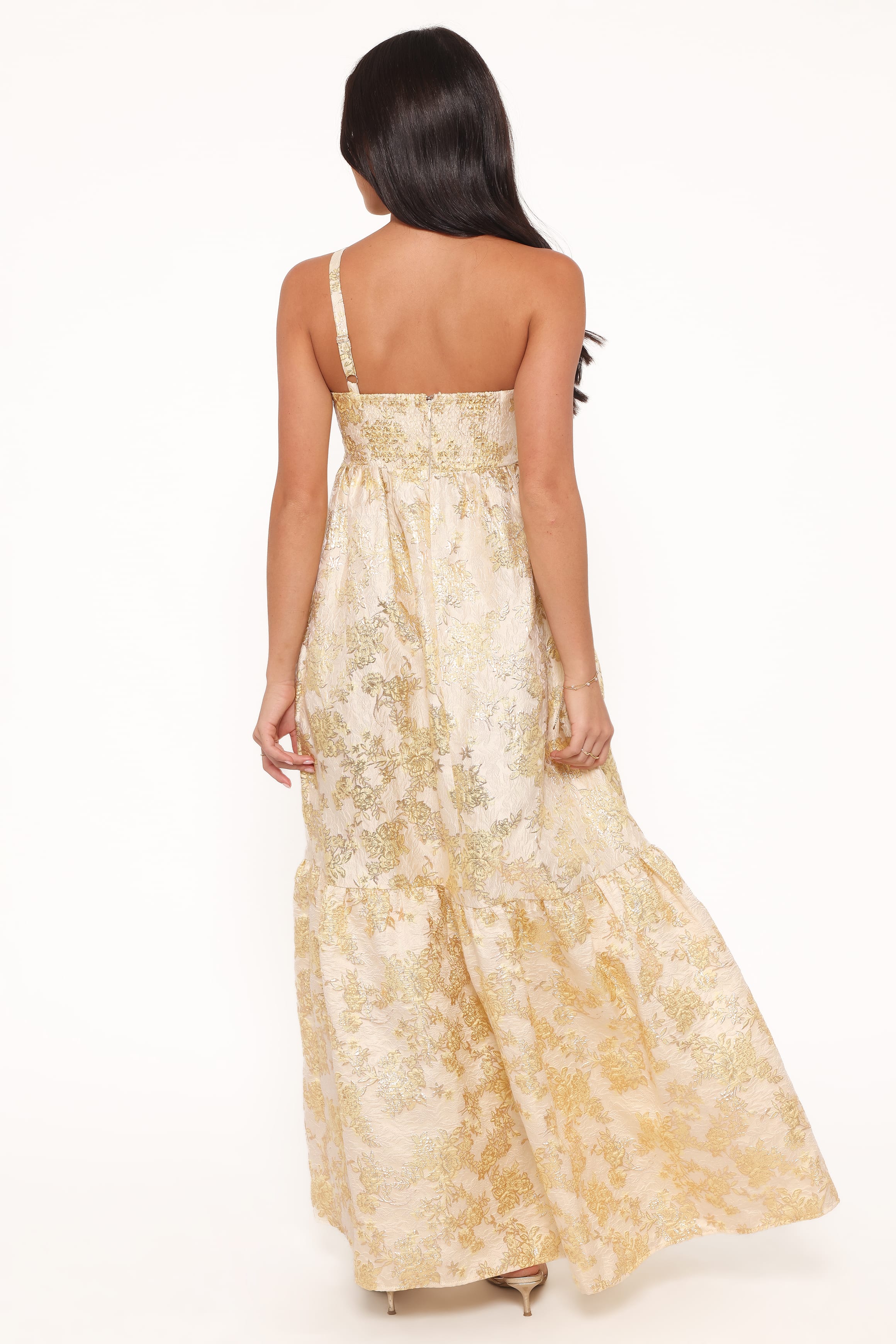 Petal and Pup USA DRESSES Betina Bow Front Maxi Dress - Yellow Brocade