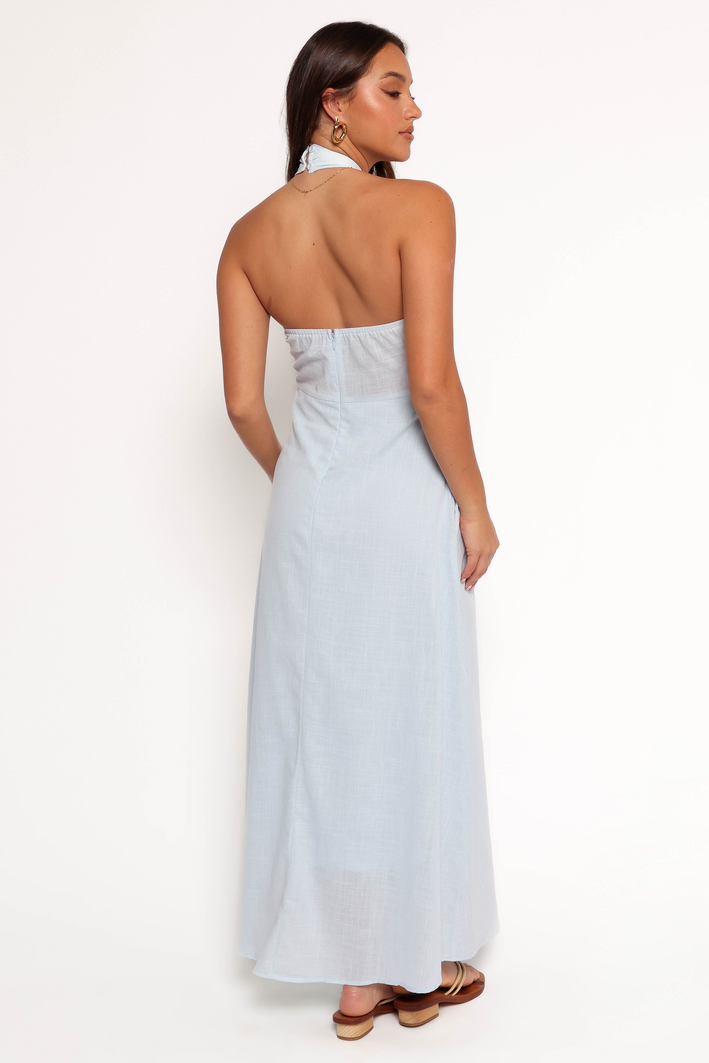 Petal and Pup USA DRESSES Betsy Halterneck Maxi Dress - Pale Blue