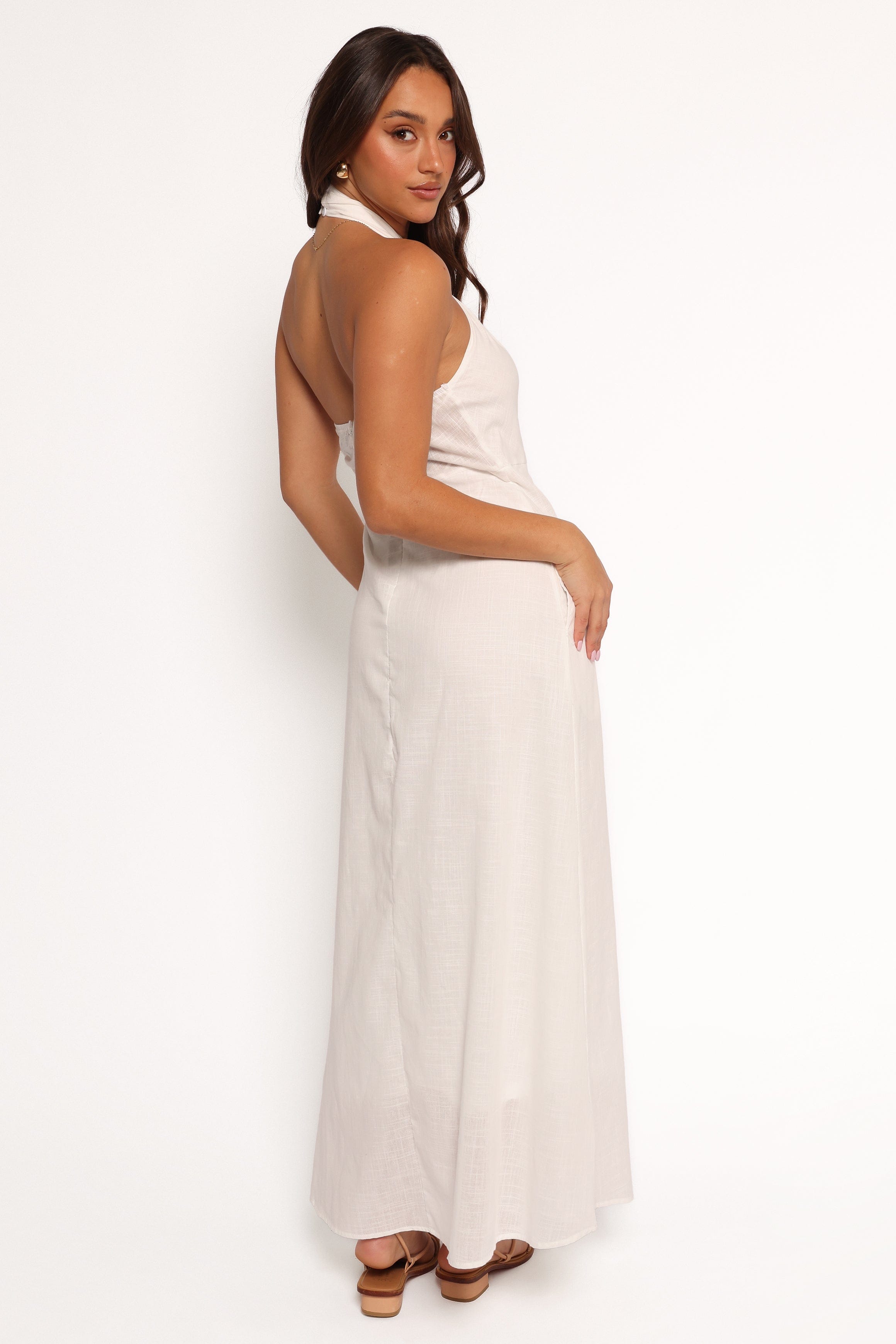 Petal and Pup USA DRESSES Betsy Halterneck Maxi Dress - White