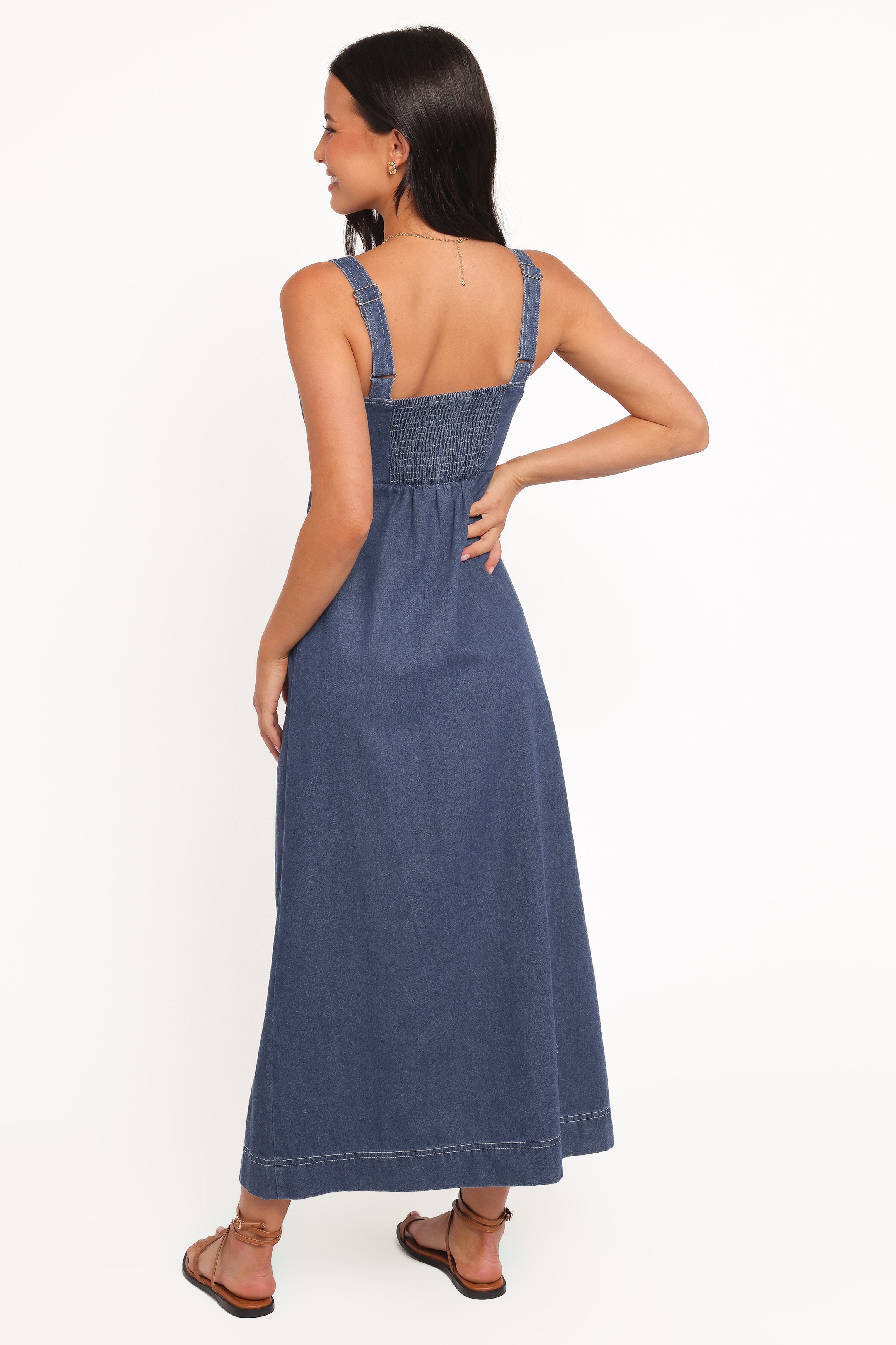 Petal and Pup USA DRESSES Bettie Midi Dress - Mid Blue Denim