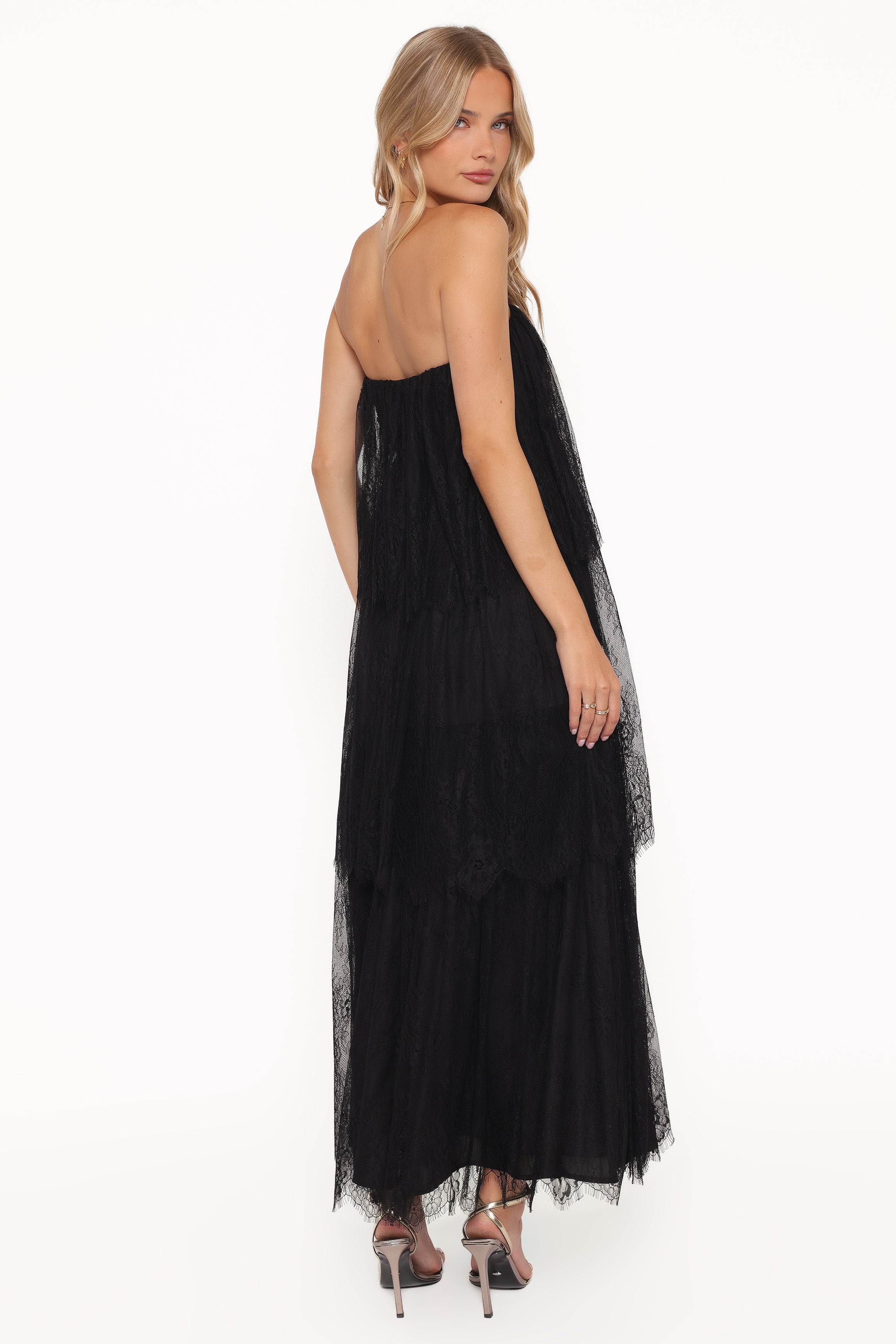 Petal and Pup USA DRESSES Bloom Strapless Maxi Dress - Black Lace