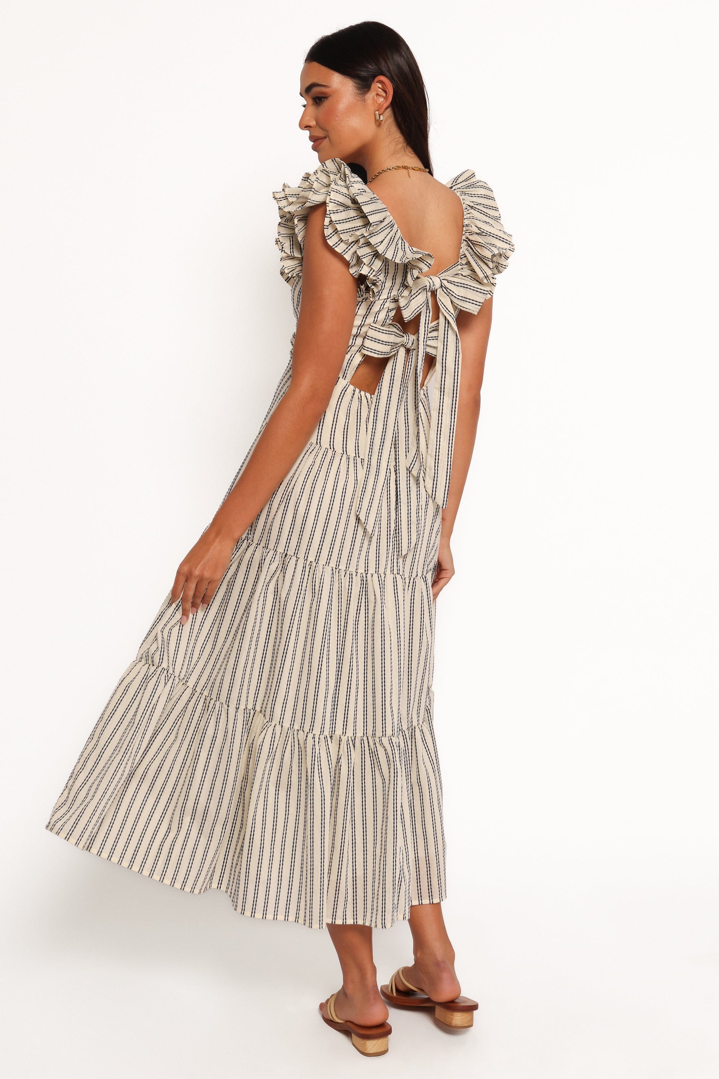 Petal and Pup USA DRESSES Bobbie Midi Dress - Neutral Stripe