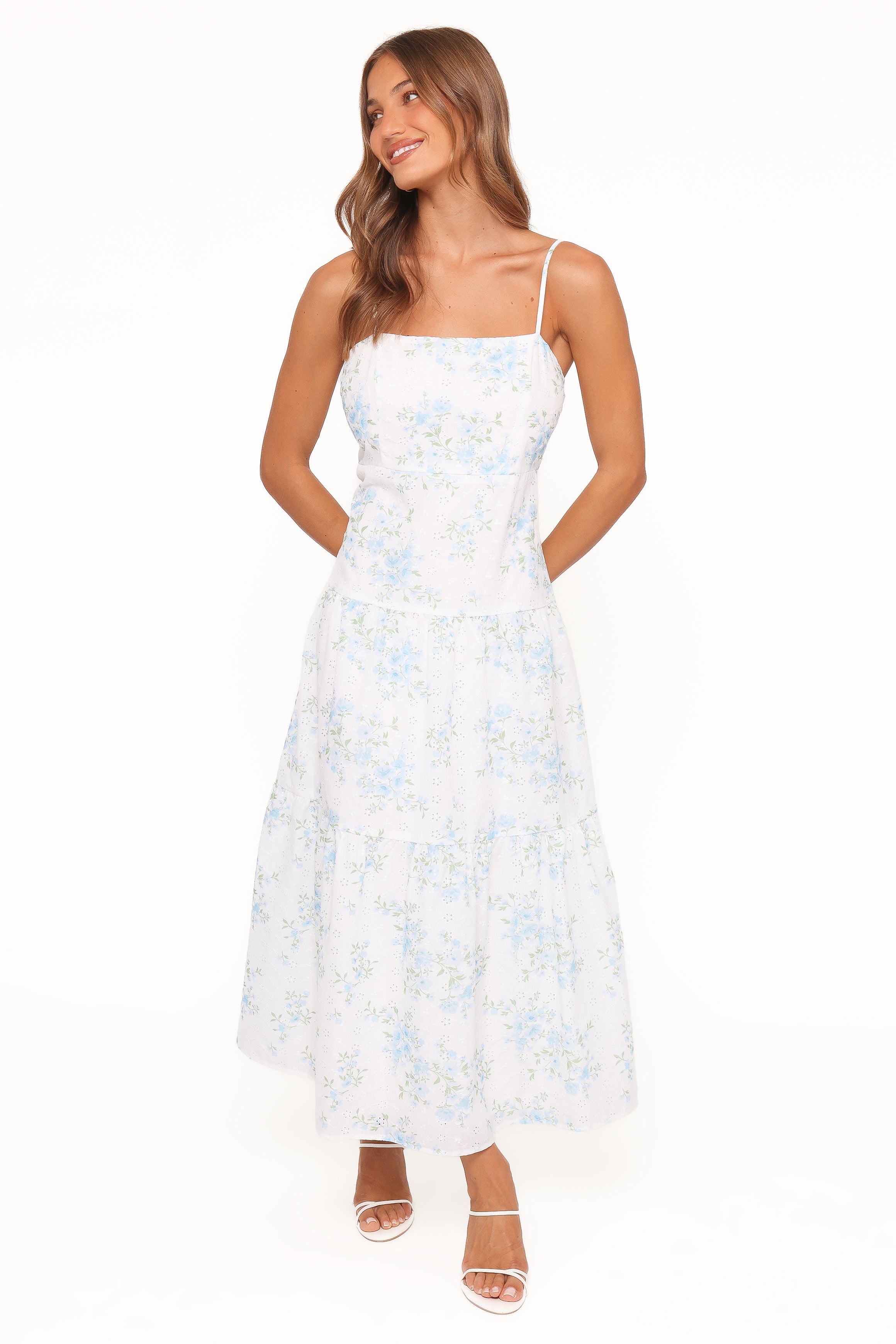 Petal and Pup USA DRESSES Botanique Midi Dress - Blue Floral