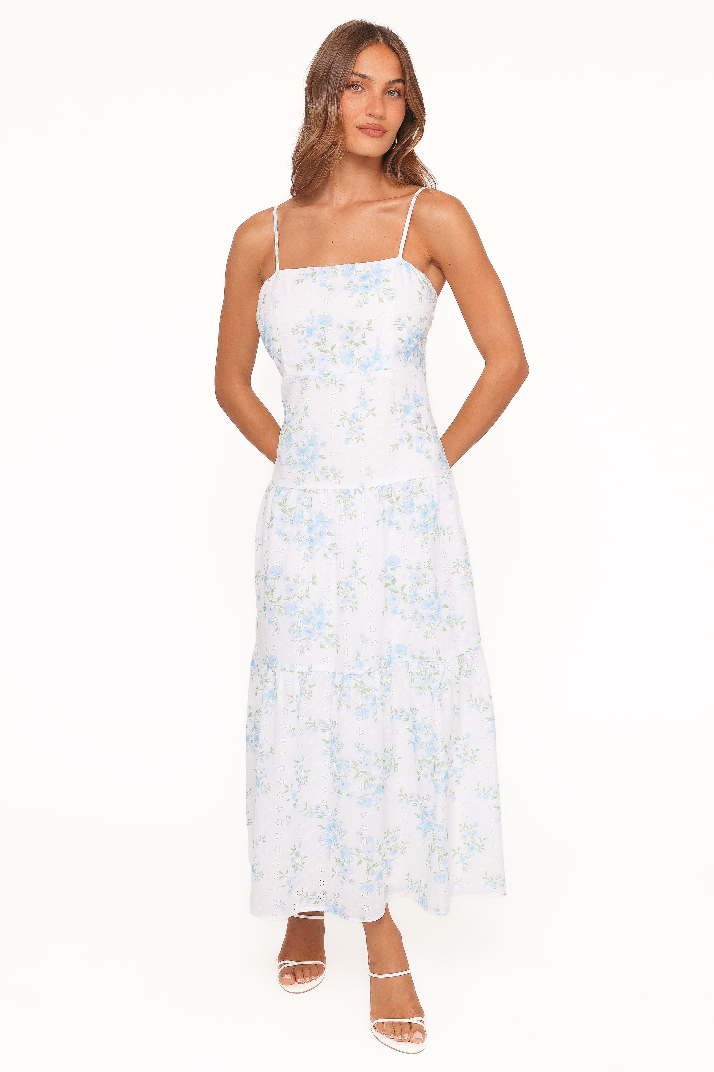 Petal and Pup USA DRESSES Botanique Midi Dress - Blue Floral