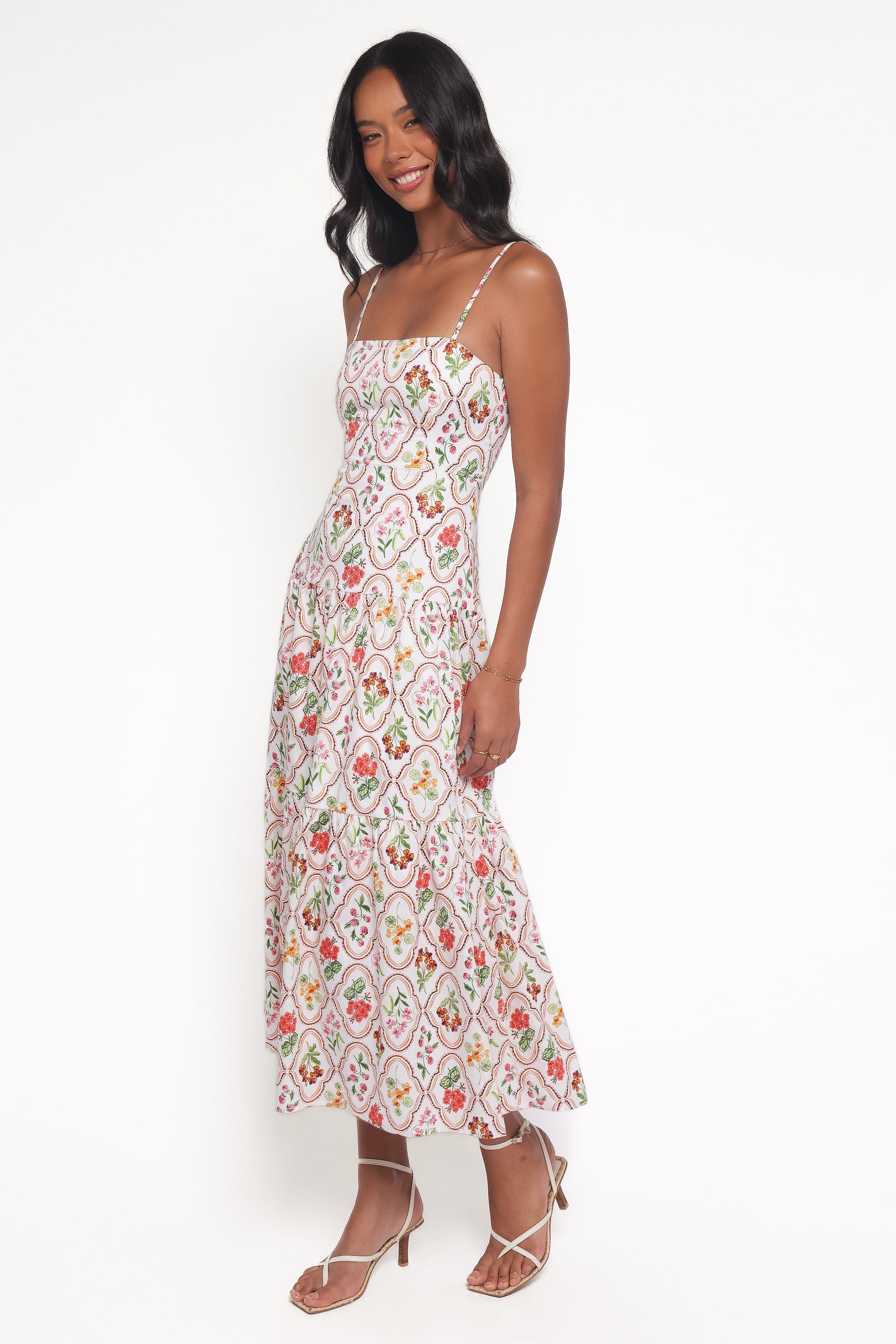 Petal and Pup USA DRESSES Botanique Midi Dress - Coral Wildflower