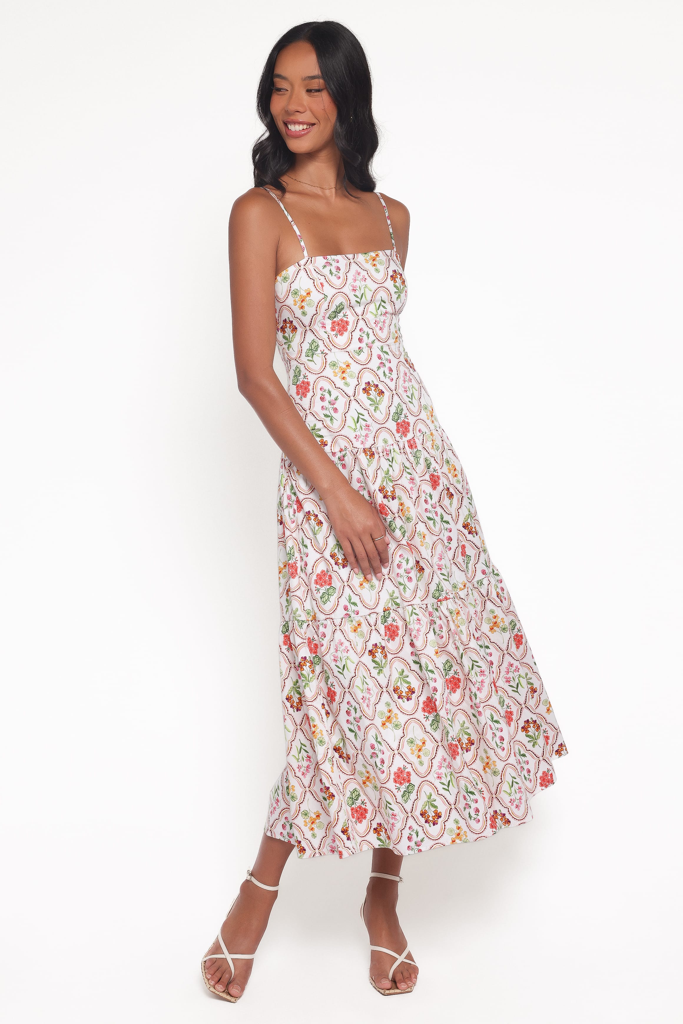 Petal and Pup USA DRESSES Botanique Midi Dress - Coral Wildflower