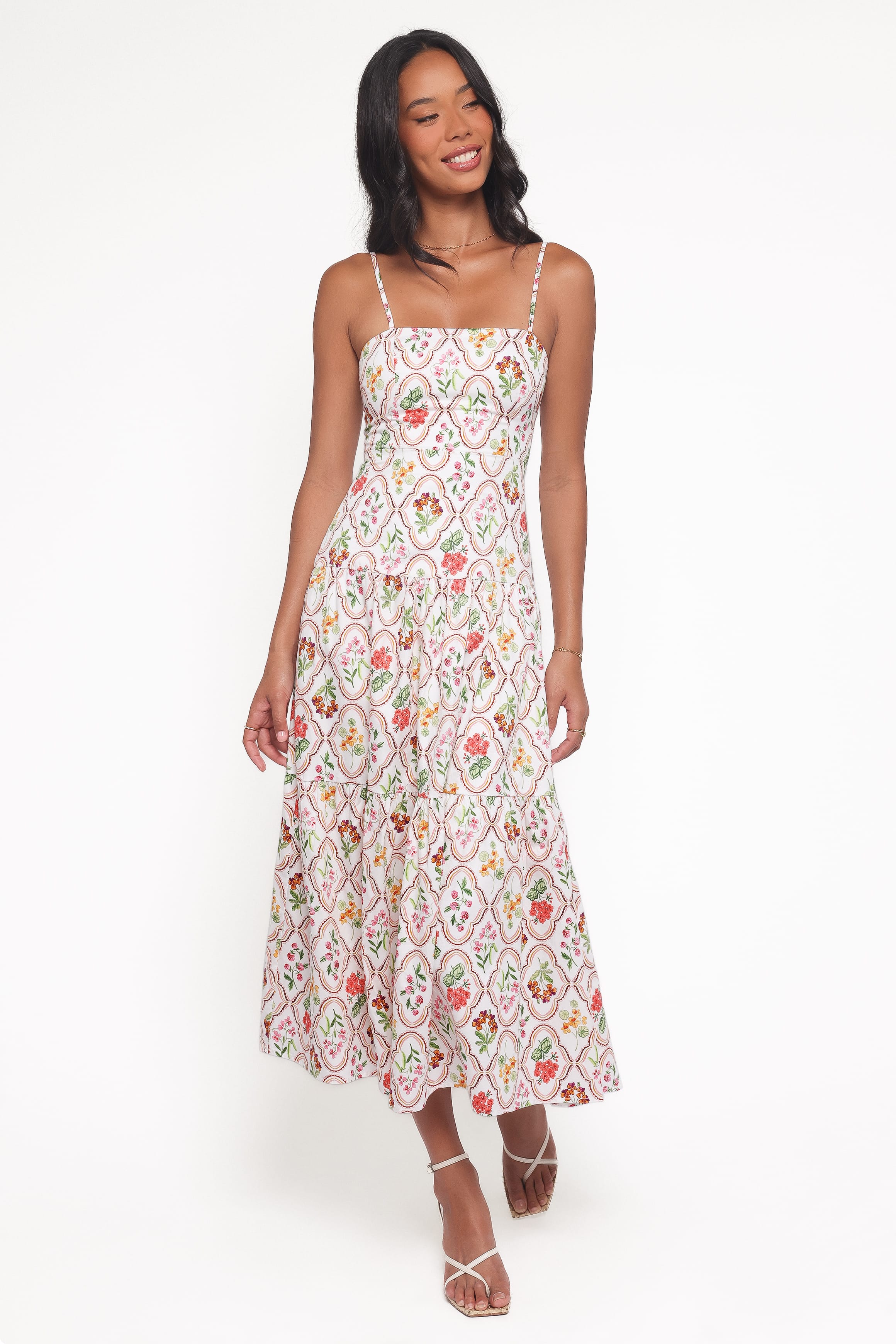 Petal and Pup USA DRESSES Botanique Midi Dress - Coral Wildflower