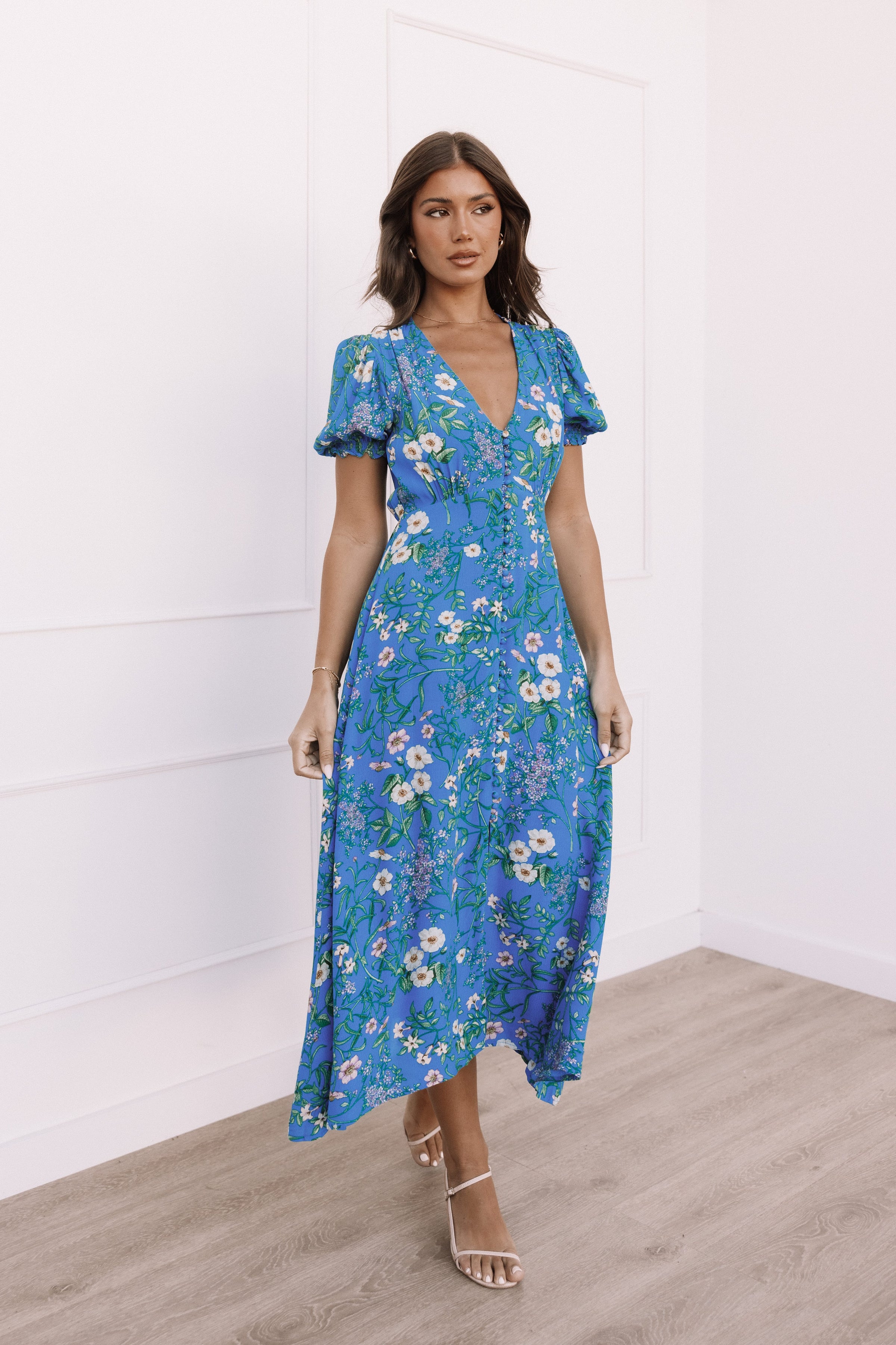 Petal and Pup USA DRESSES Brax Floral Dress - Blue Ivy