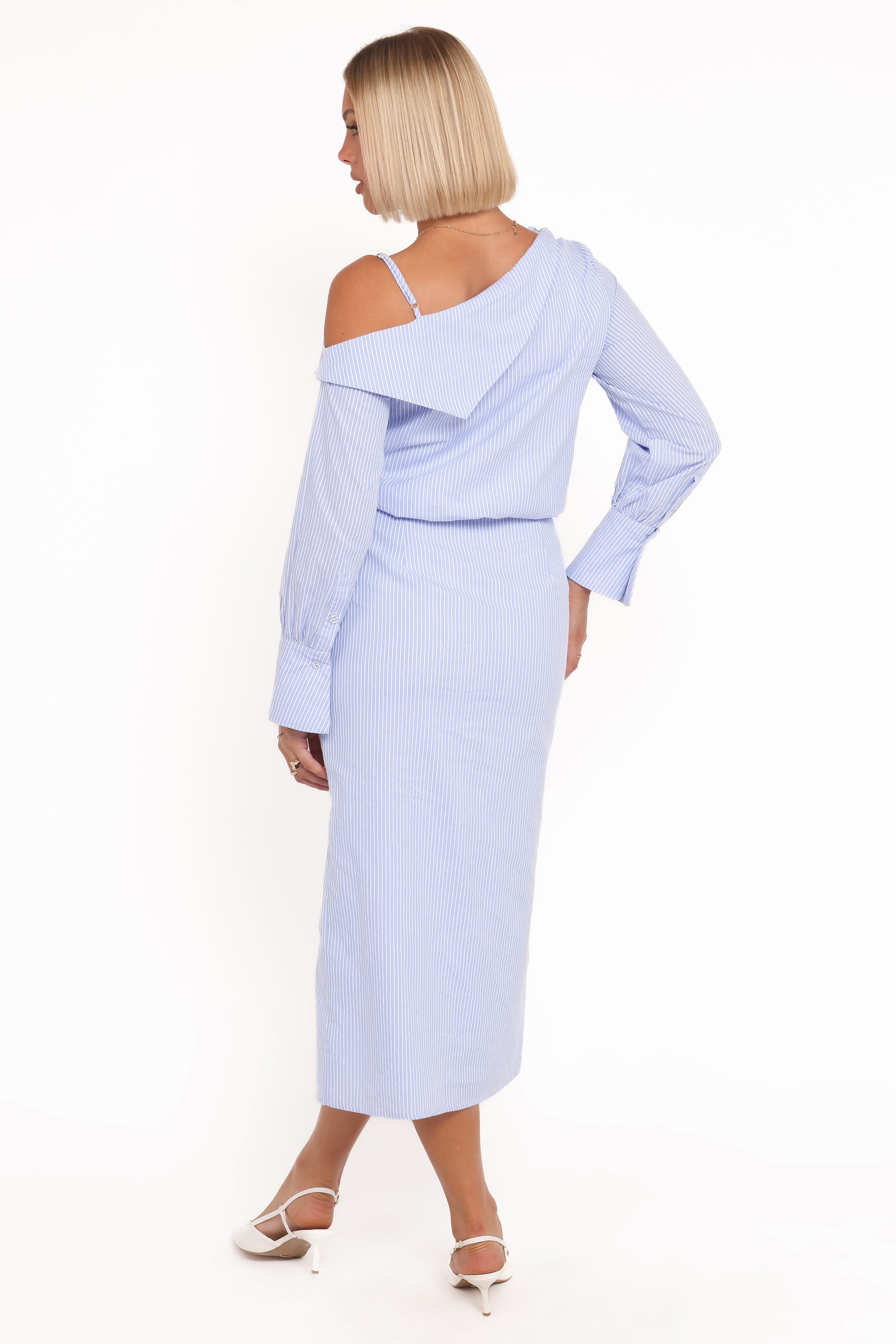 Petal and Pup USA DRESSES Broderick Midi Dress - Blue Stripe