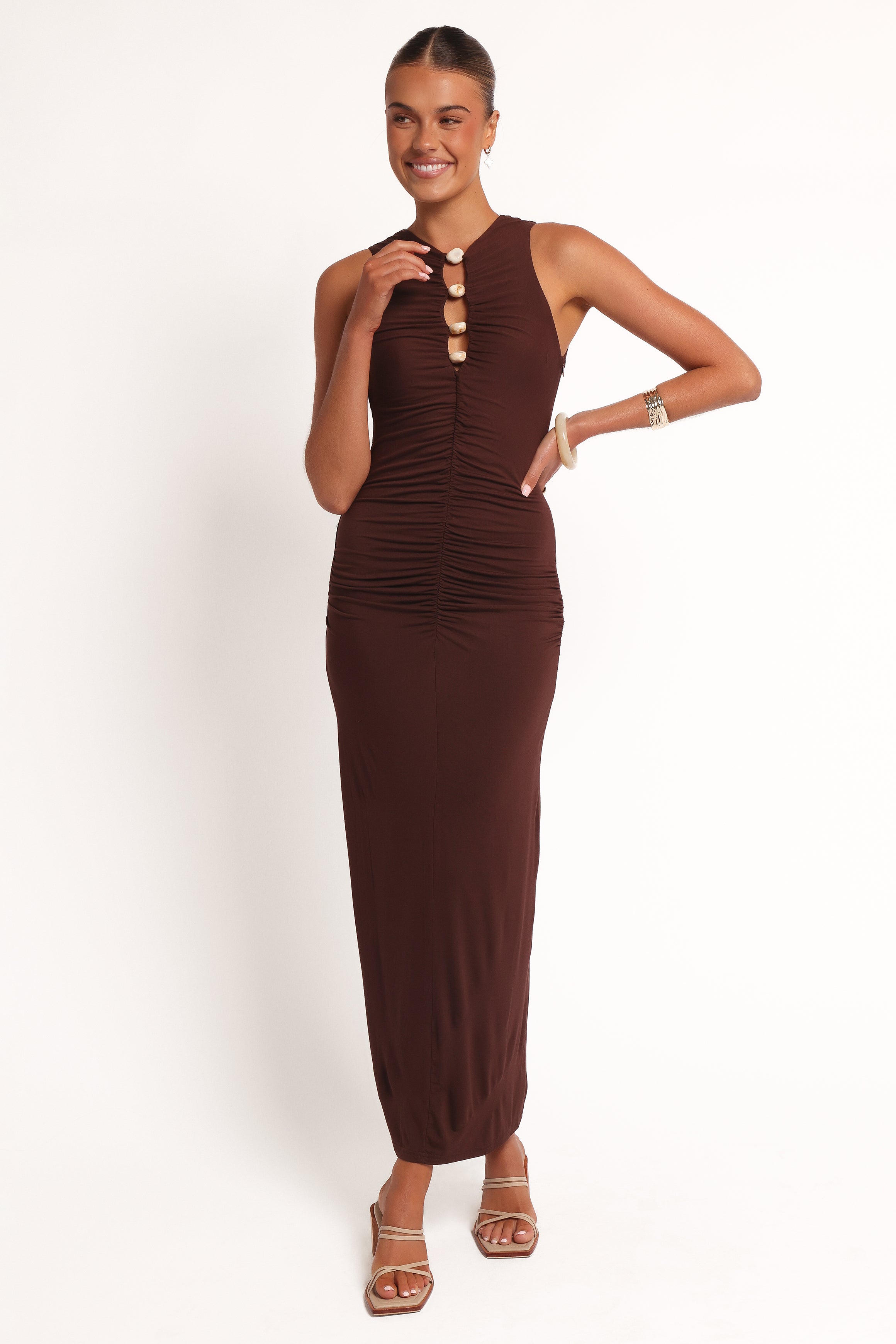 Petal and Pup USA DRESSES Brody Midi Dress - Chocolate