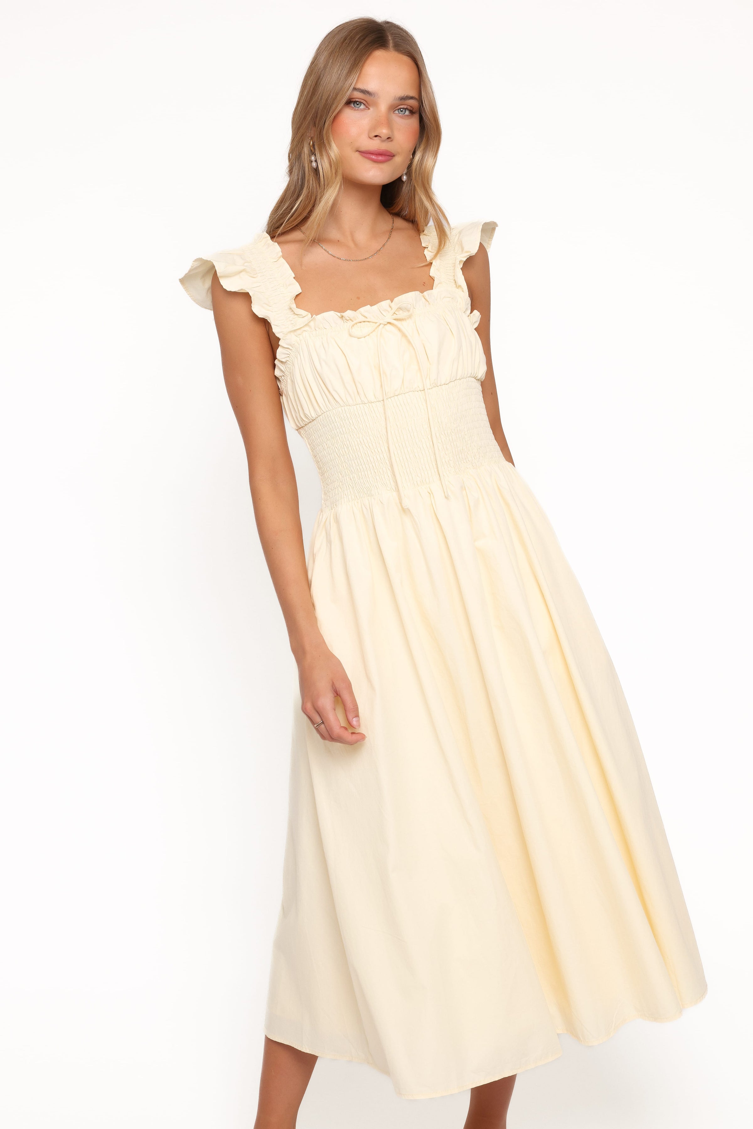 Petal and Pup USA DRESSES Bronte Midi Dress - Butter Yellow