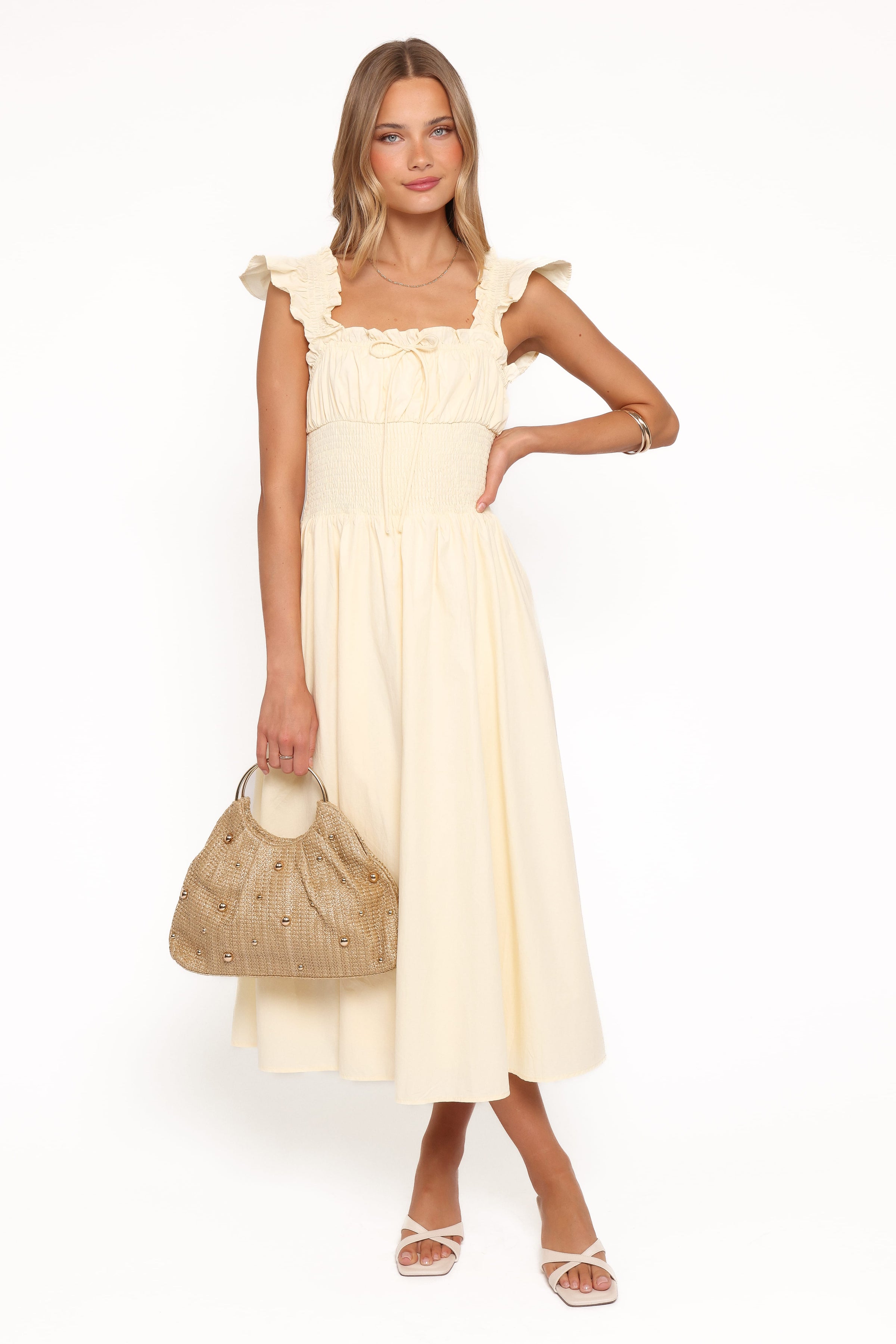 Petal and Pup USA DRESSES Bronte Midi Dress - Butter Yellow