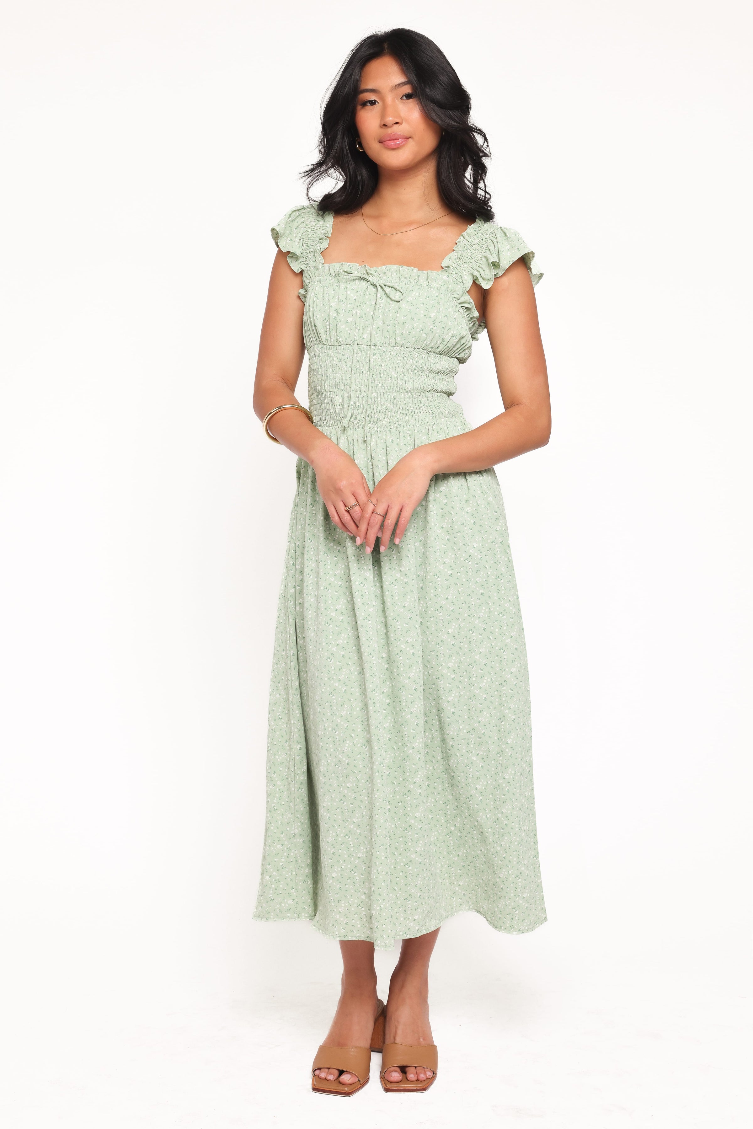 Petal and Pup USA DRESSES Bronte Midi Dress - Green Floral