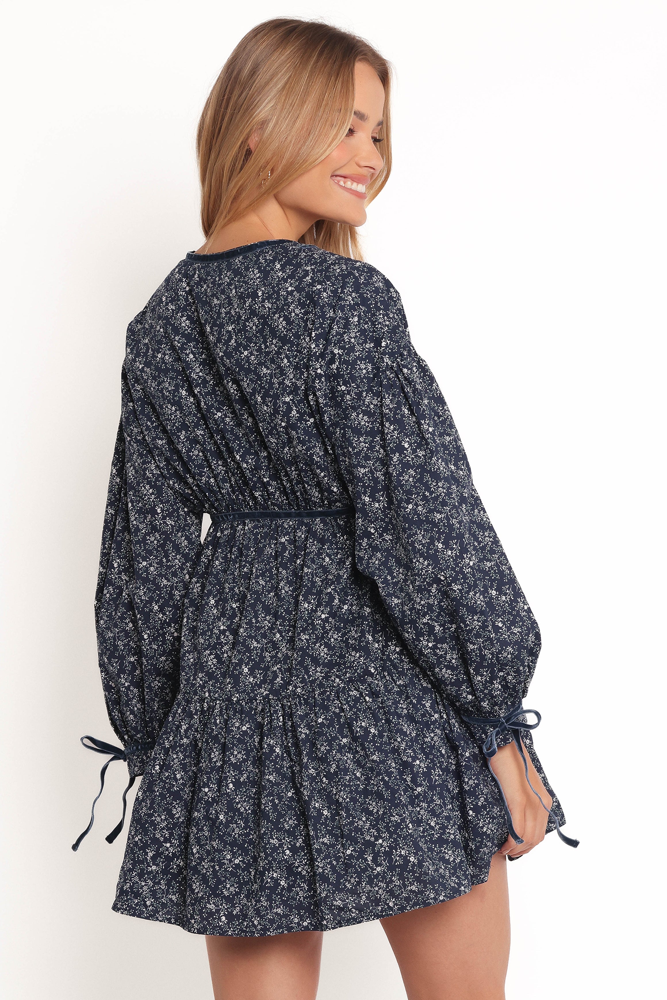 Petal and Pup USA DRESSES Brooklyn Mini Dress - Blue Floral