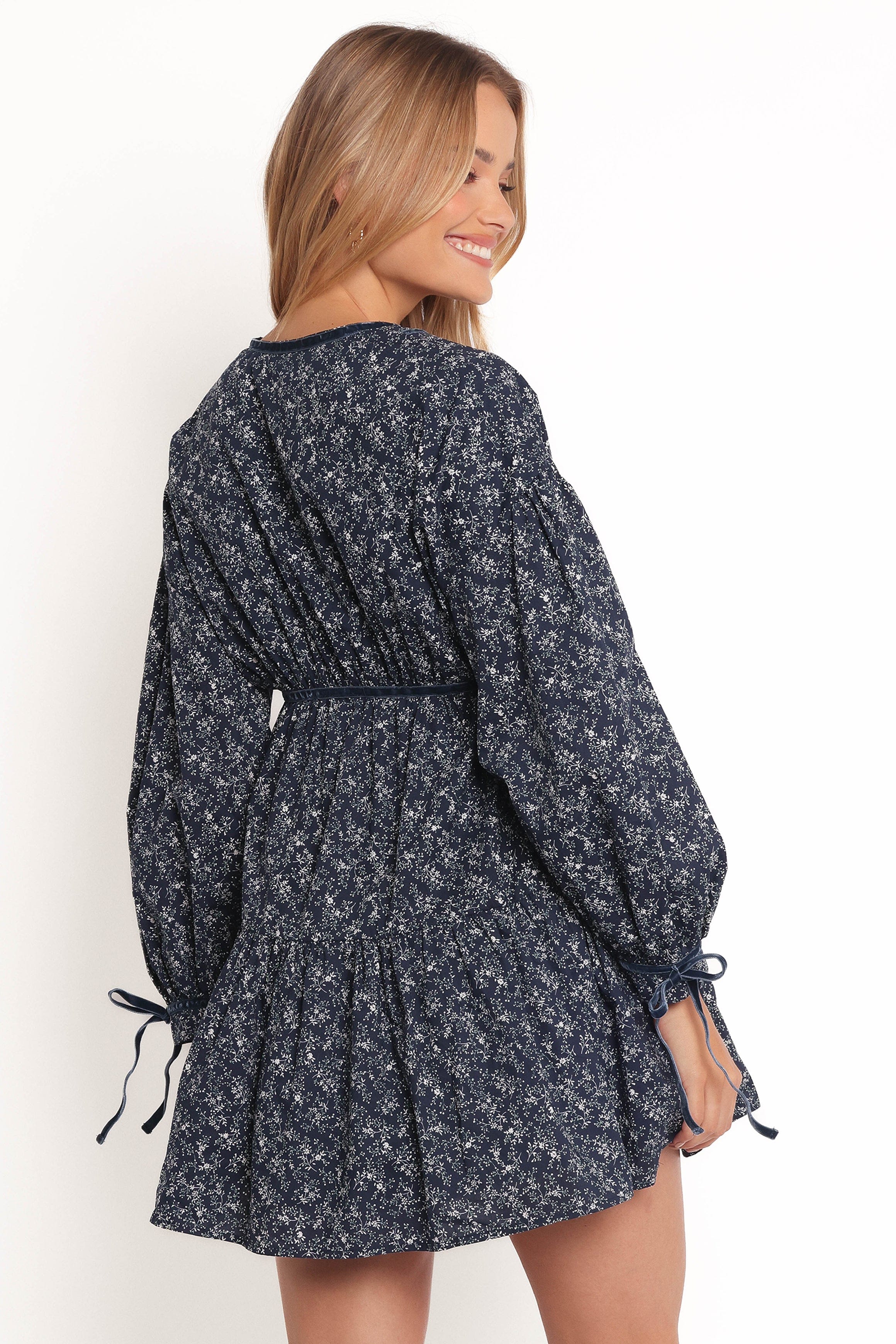 Petal and Pup USA DRESSES Brooklyn Mini Dress - Blue Floral