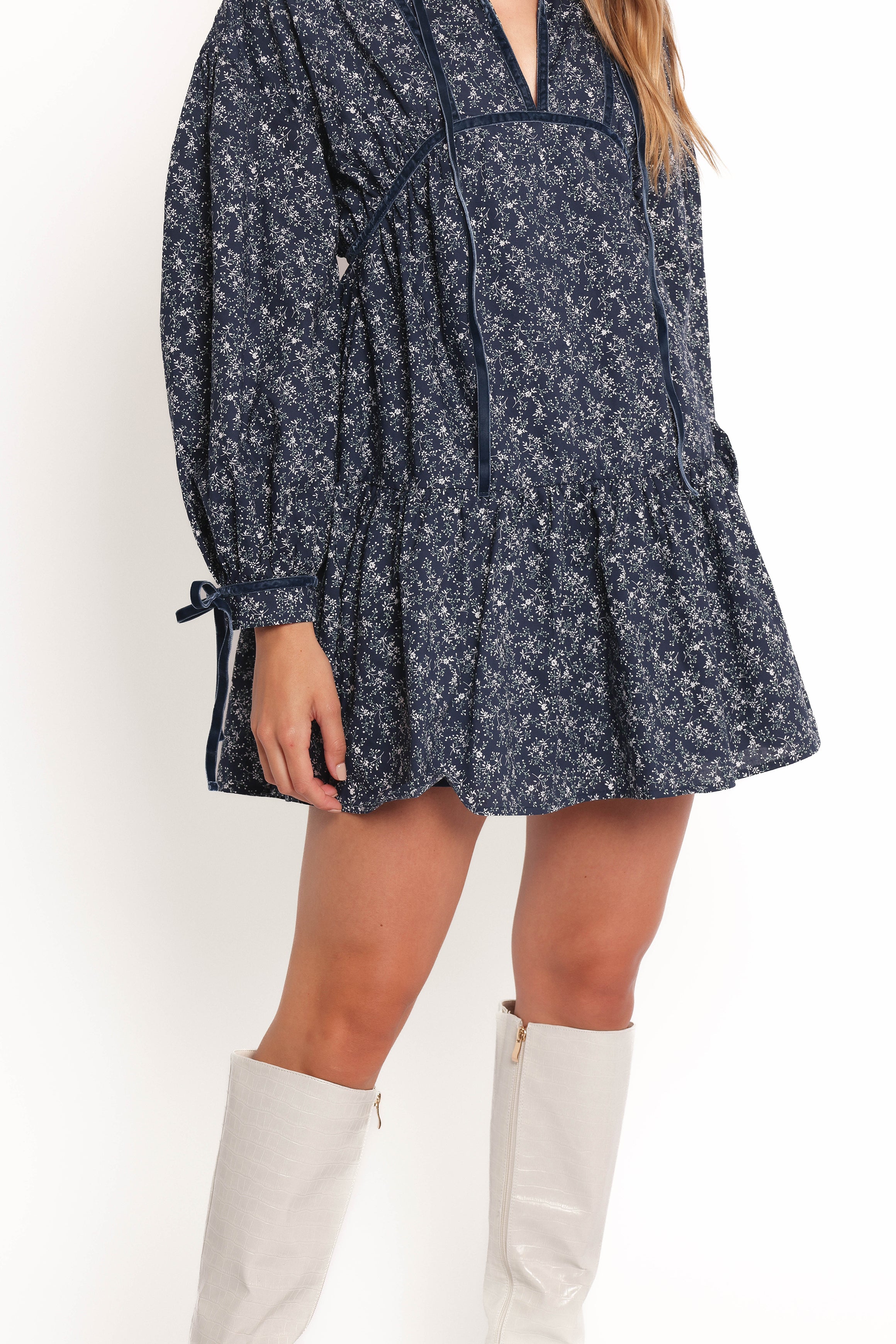 Petal and Pup USA DRESSES Brooklyn Mini Dress - Blue Floral