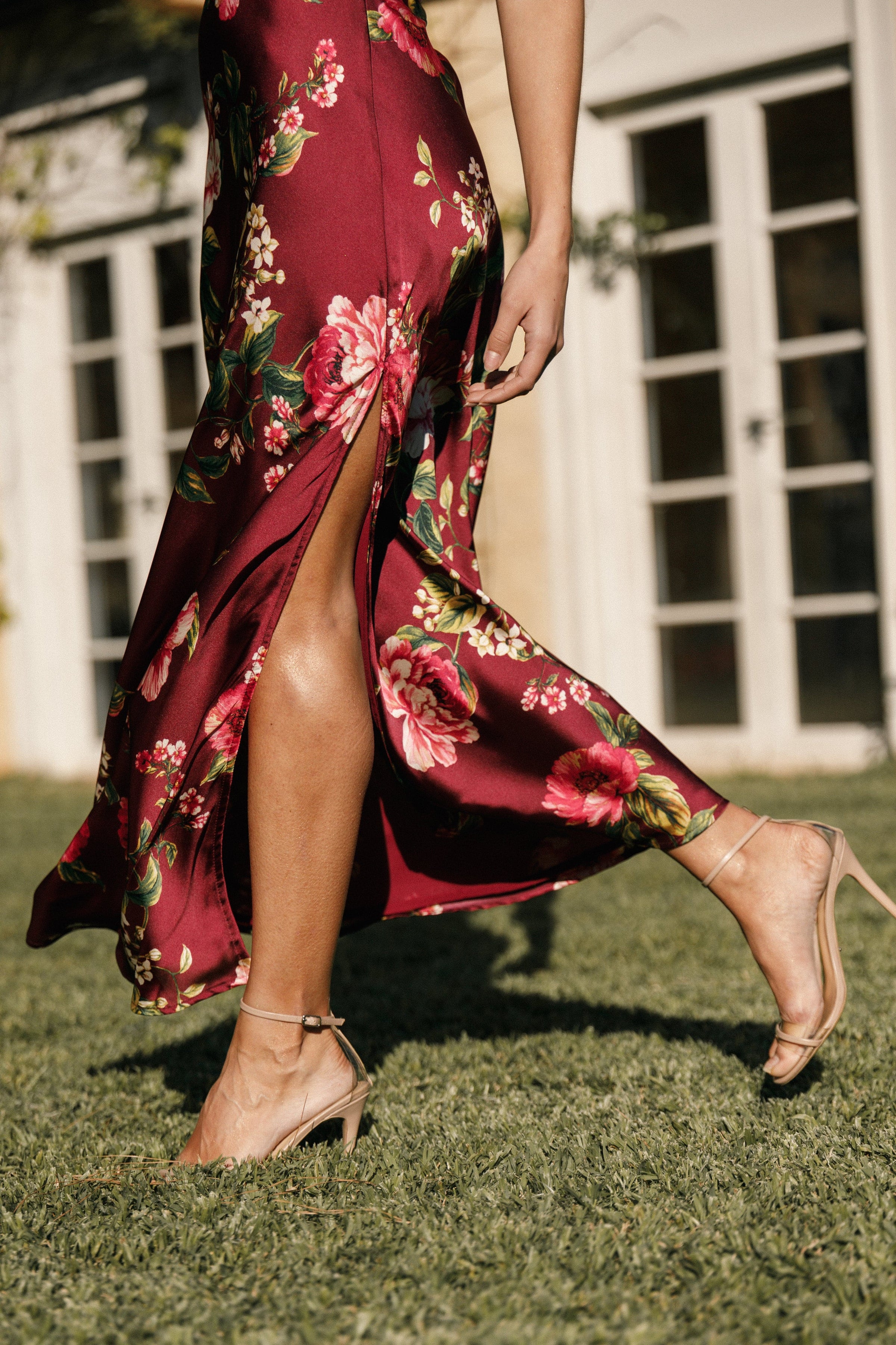 Petal and Pup USA DRESSES Bryden Maxi Strapless Dress - Burgundy Floral