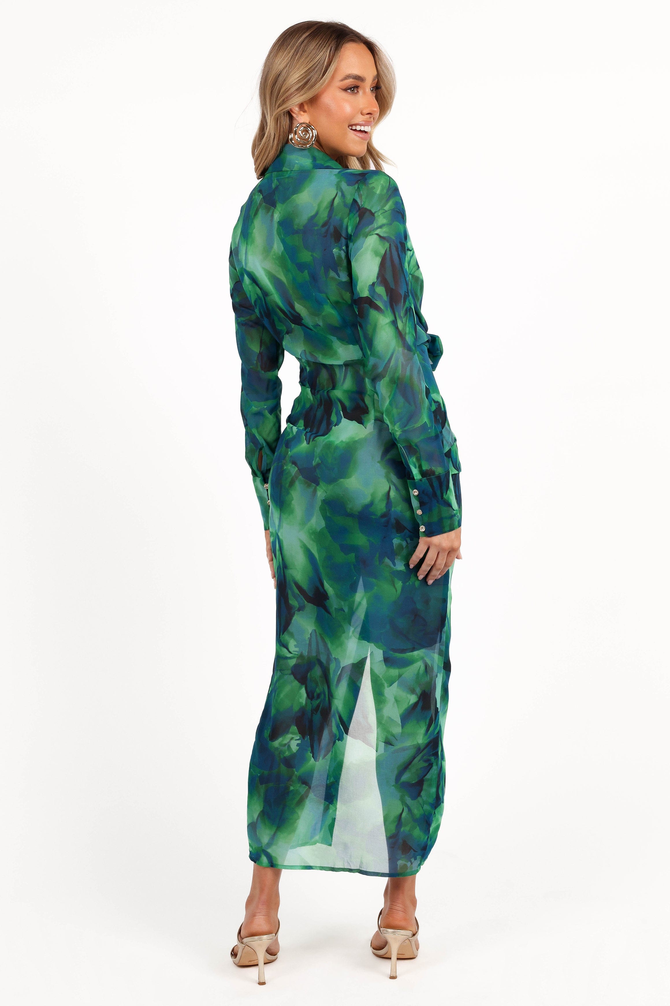 Petal and Pup USA DRESSES Calista Shirt Dress - Green Floral