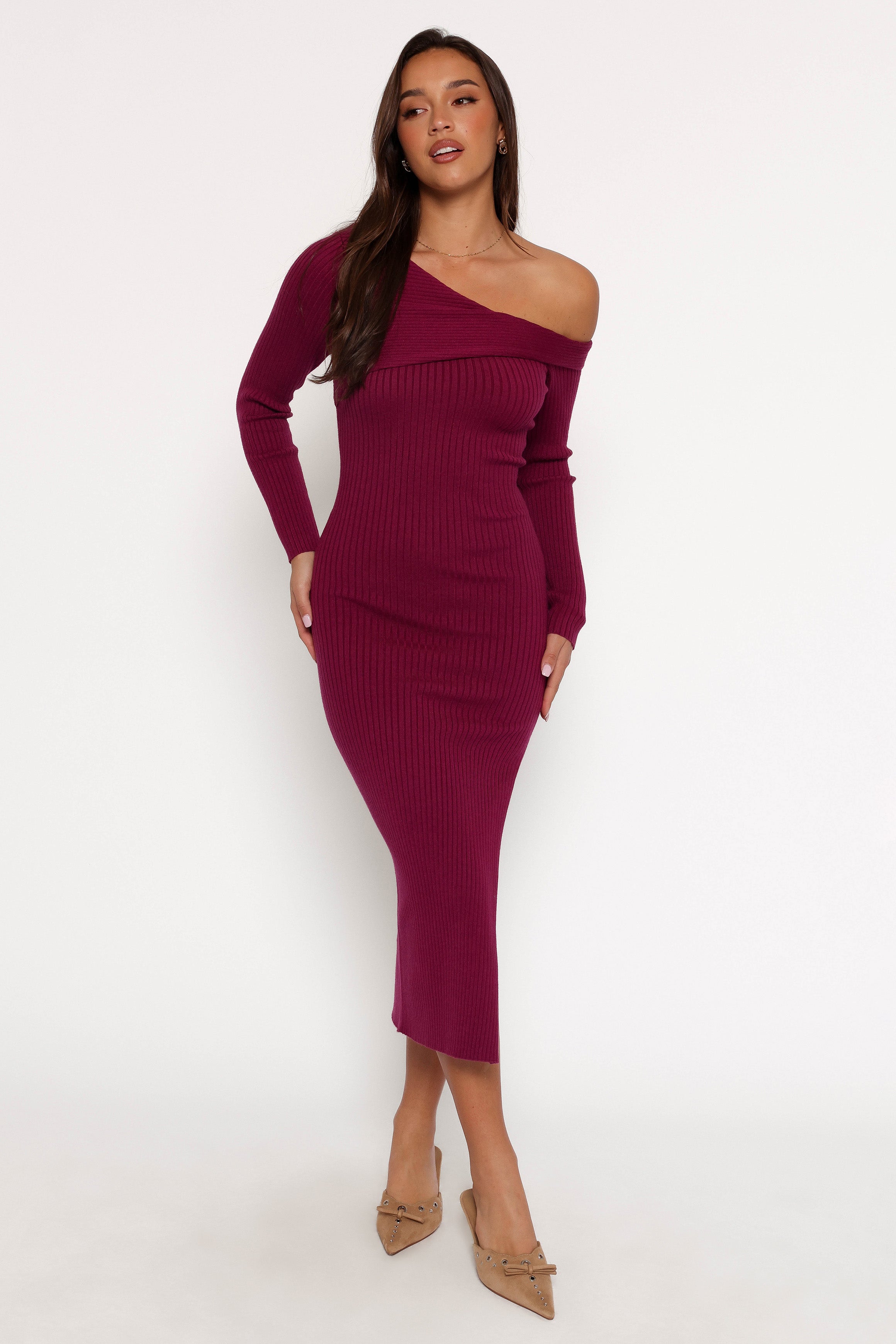 Petal and Pup USA DRESSES Cammie Long Sleeve Midi Dress - Fuchsia (Hold for Amazon)