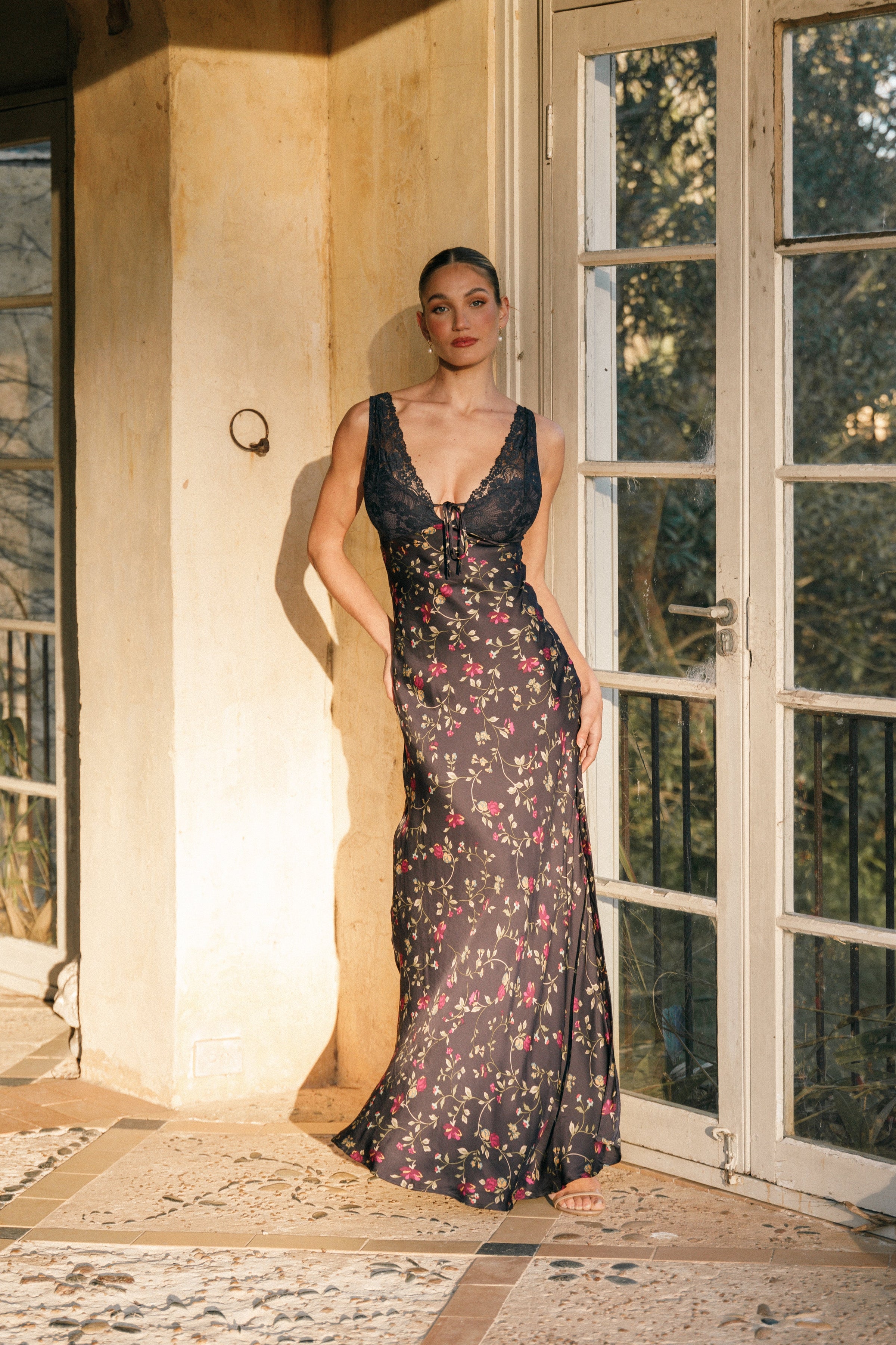 Petal and Pup USA DRESSES Cammy Maxi Slip Dress - Midnight Floral