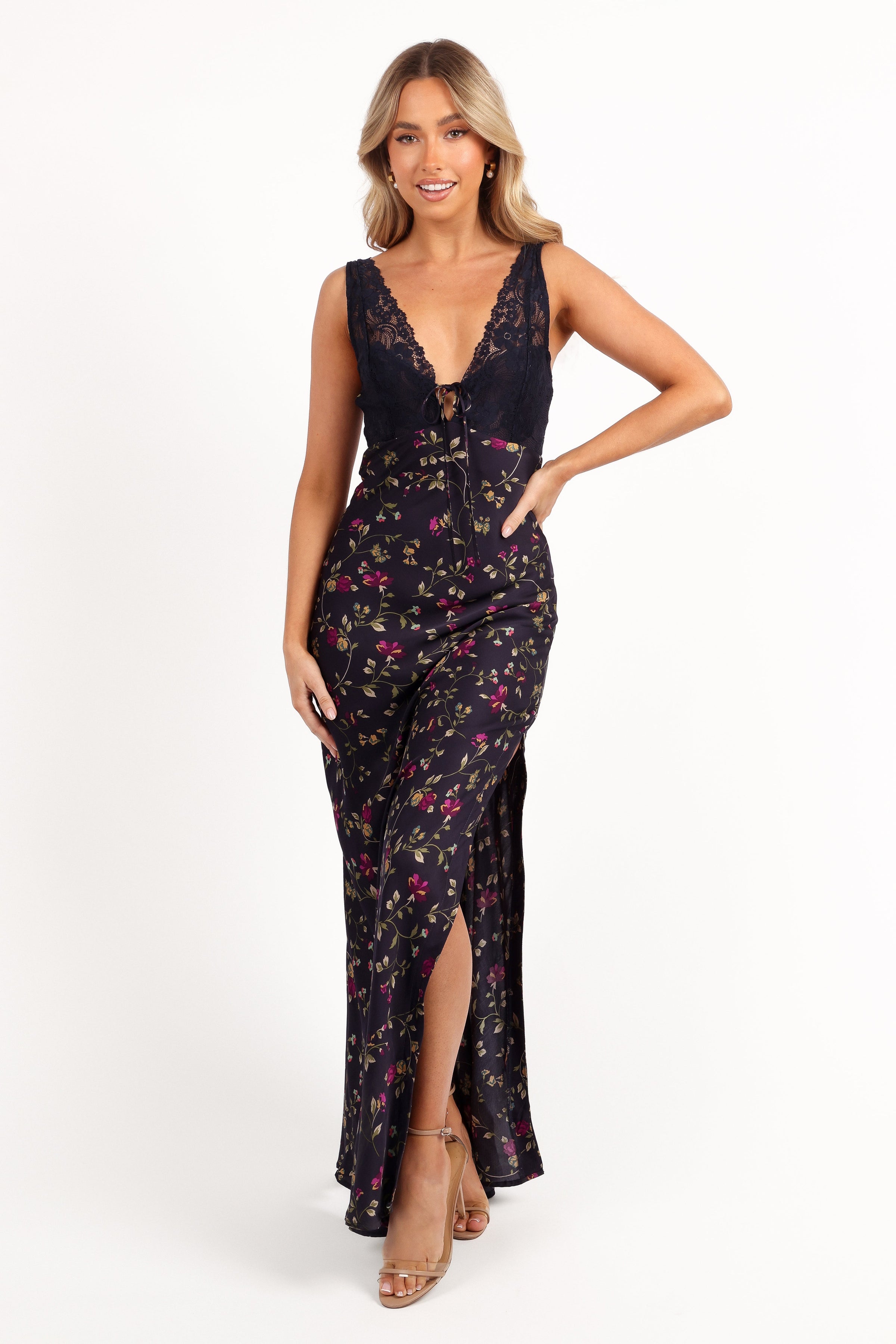 Petal and Pup USA DRESSES Cammy Maxi Slip Dress - Midnight Floral