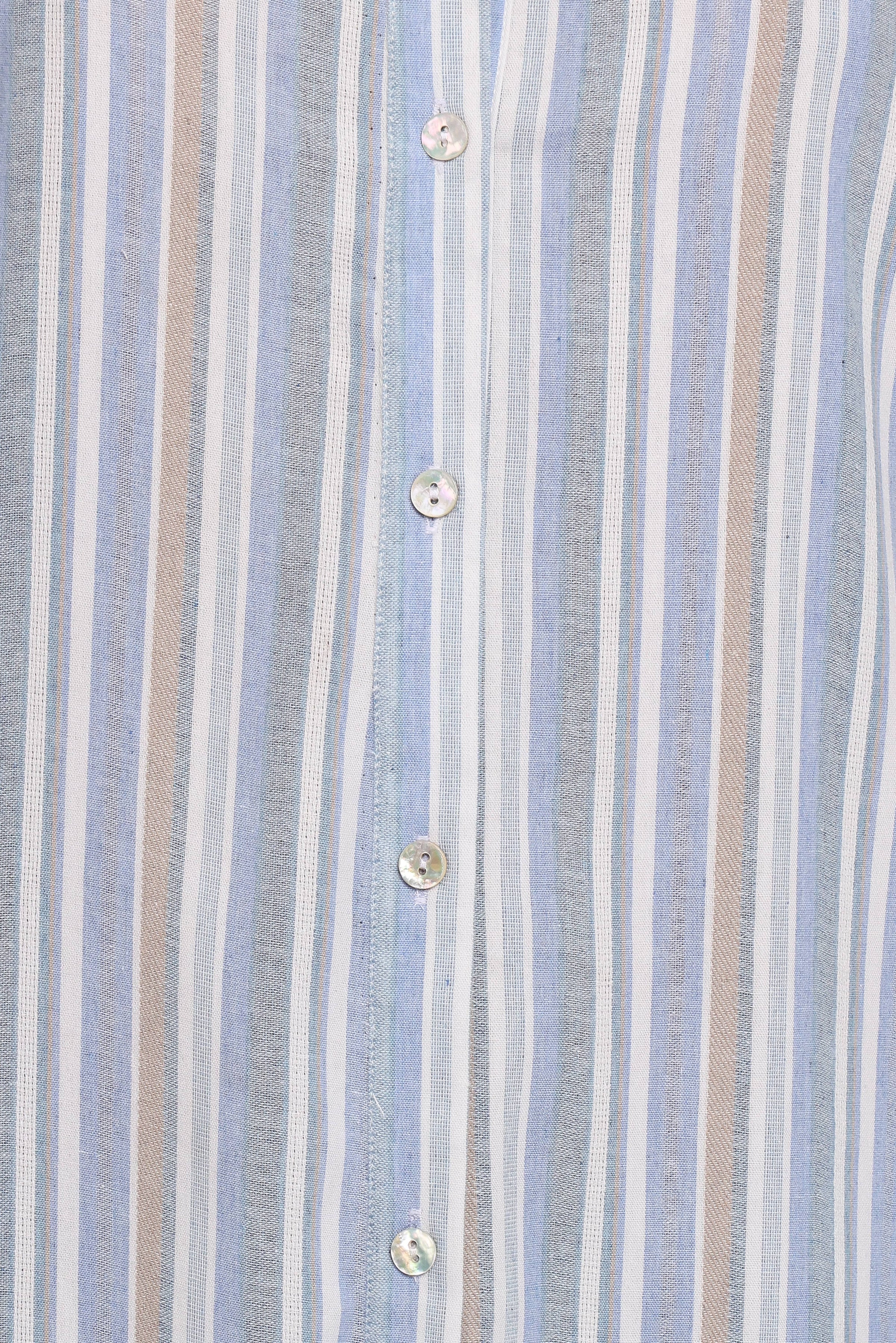 Petal and Pup USA DRESSES Caprice Long Sleeve Button Down Maxi Dress - Blue Stripe