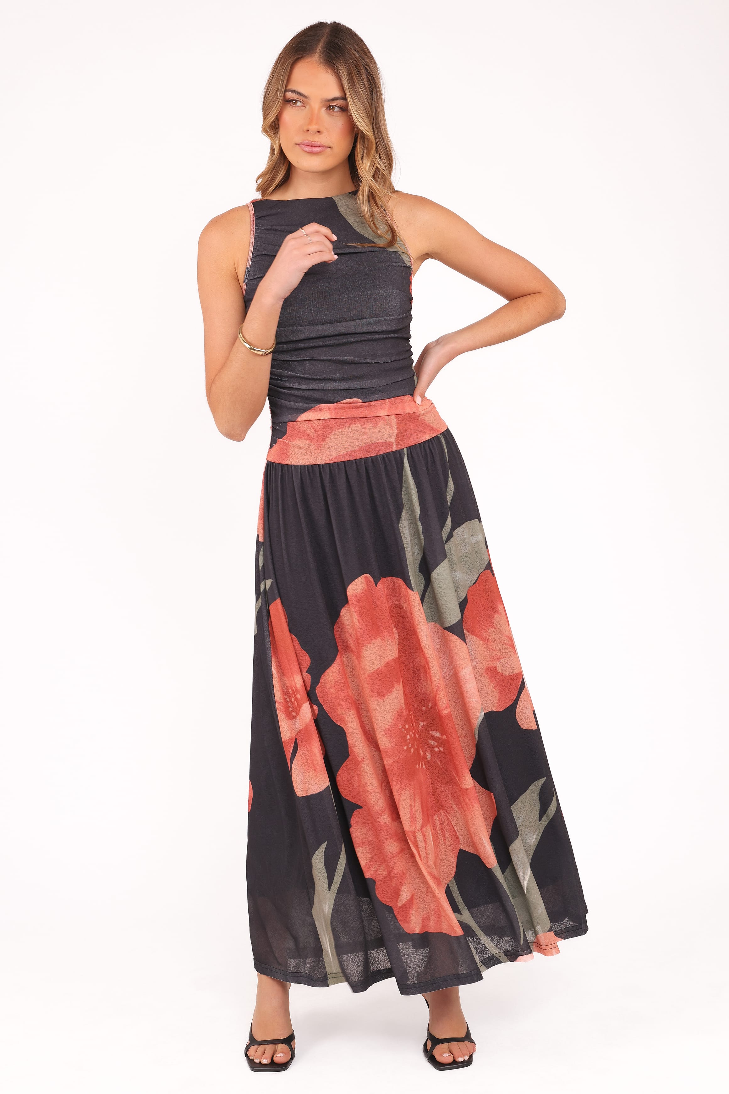 Petal and Pup USA DRESSES Carlin Midi Dress - Black Floral