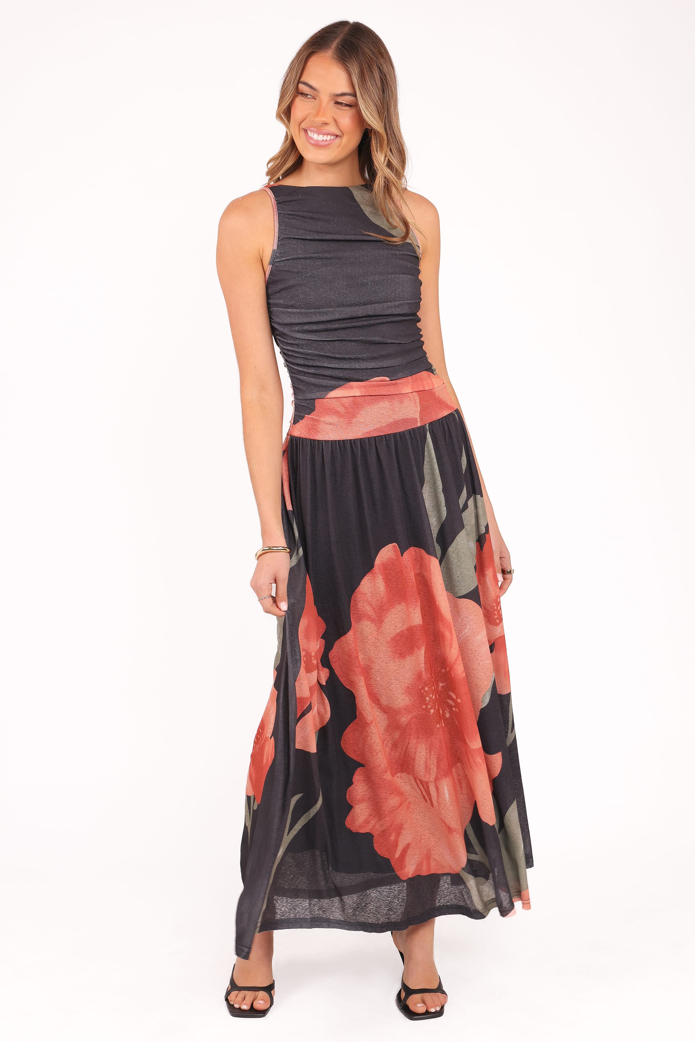 Petal and Pup USA DRESSES Carlin Midi Dress - Black Floral