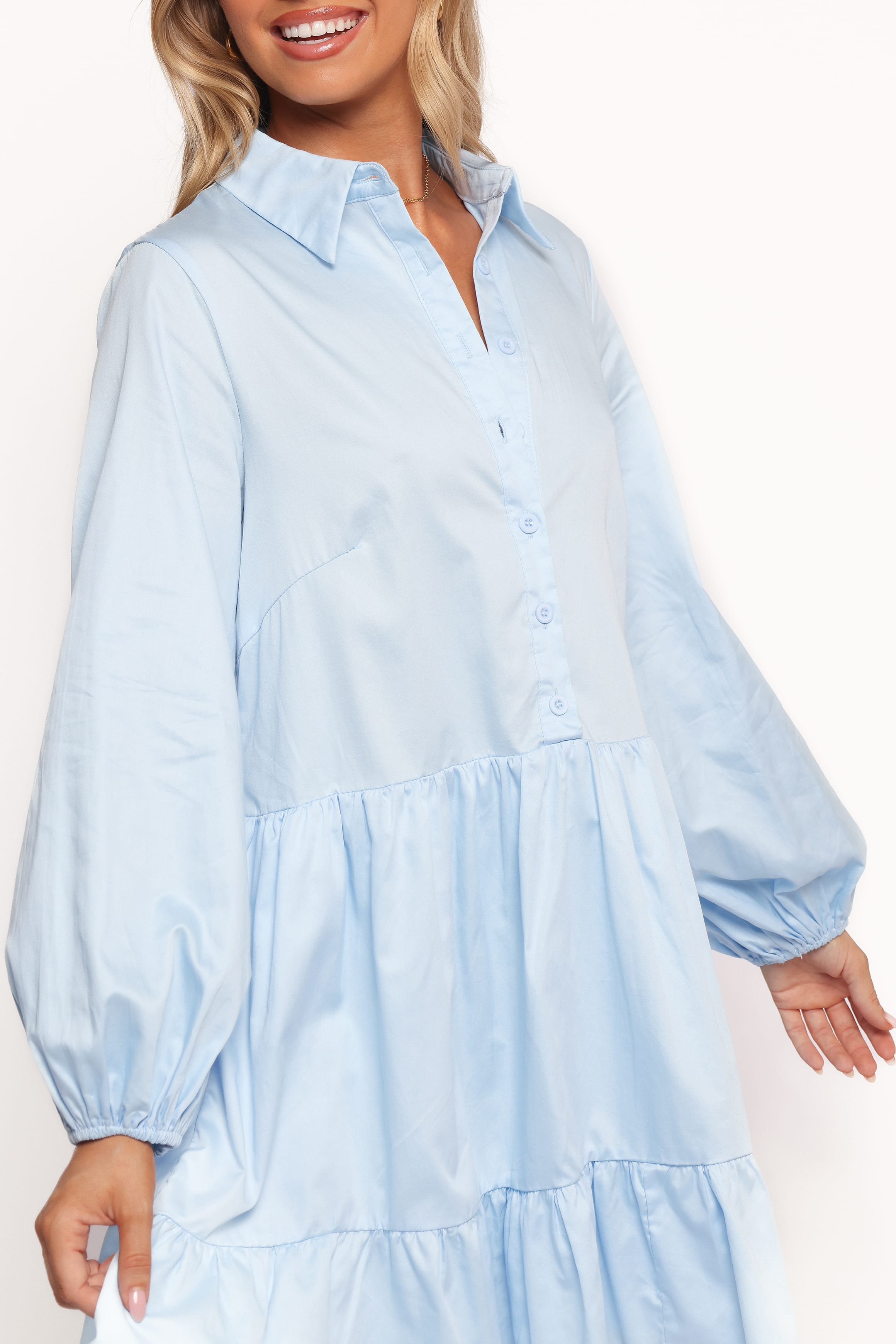 Petal and Pup USA DRESSES Carlotta Long Sleeve Mini Dress - Blue