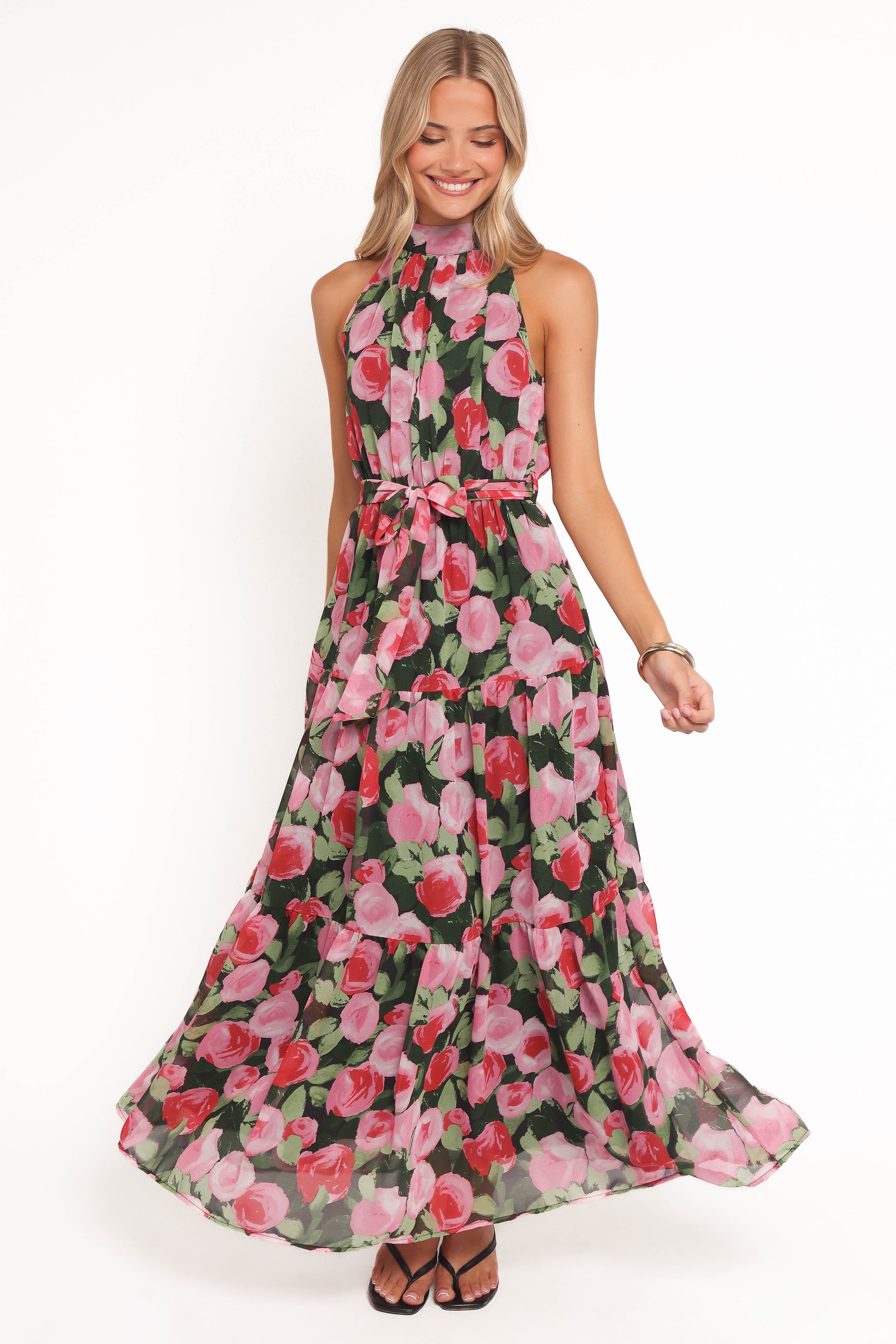 Petal and Pup USA DRESSES Caroline Maxi Halter Dress - Black Floral