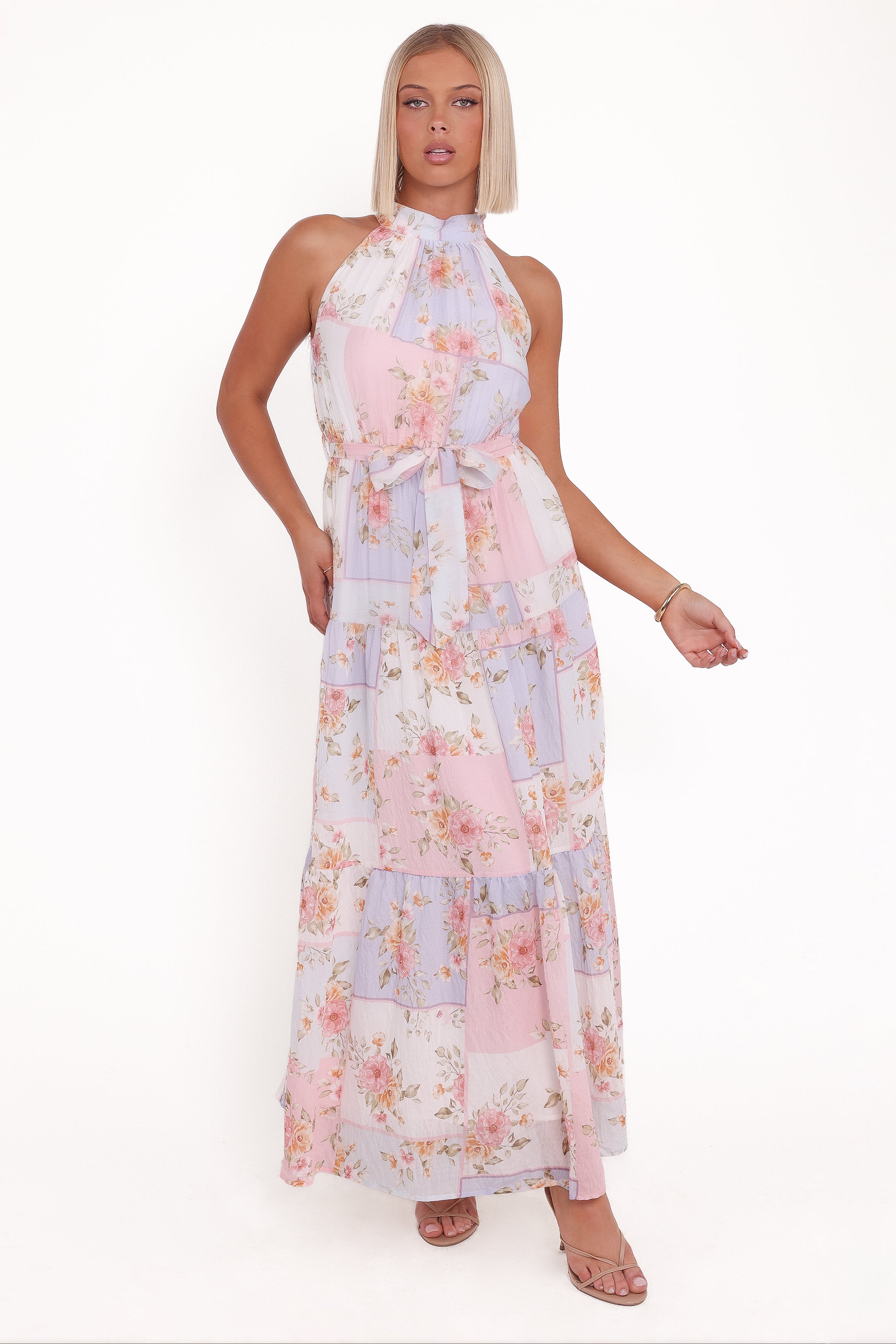 Petal and Pup USA DRESSES Caroline Maxi Halter Dress - Multi Floral (Hold for Amazon)
