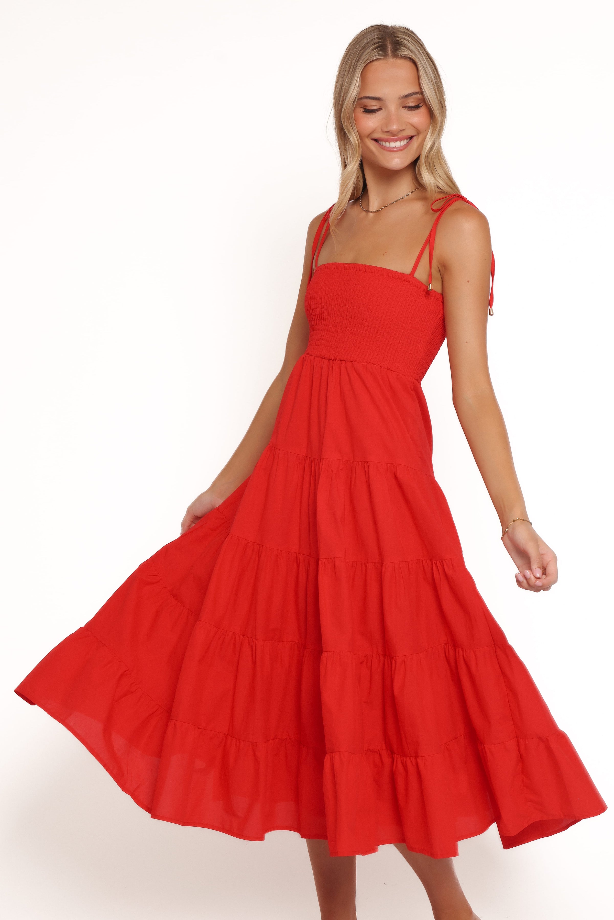 Petal and Pup USA DRESSES Carrol Shirred Bodice Maxi Dress - Red