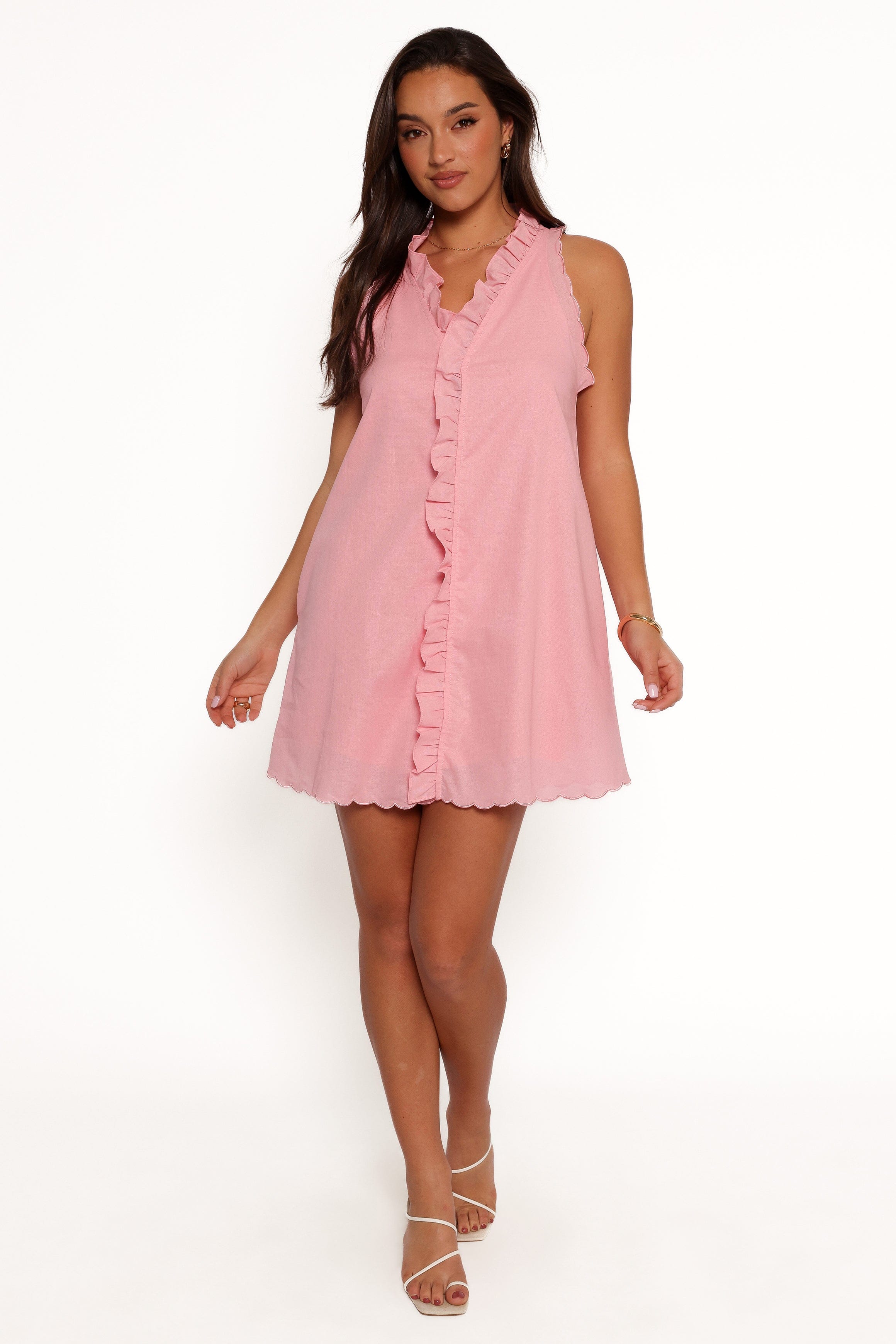 Petal and Pup USA DRESSES Cassandra Ruffle Mini Dress - Pale Pink