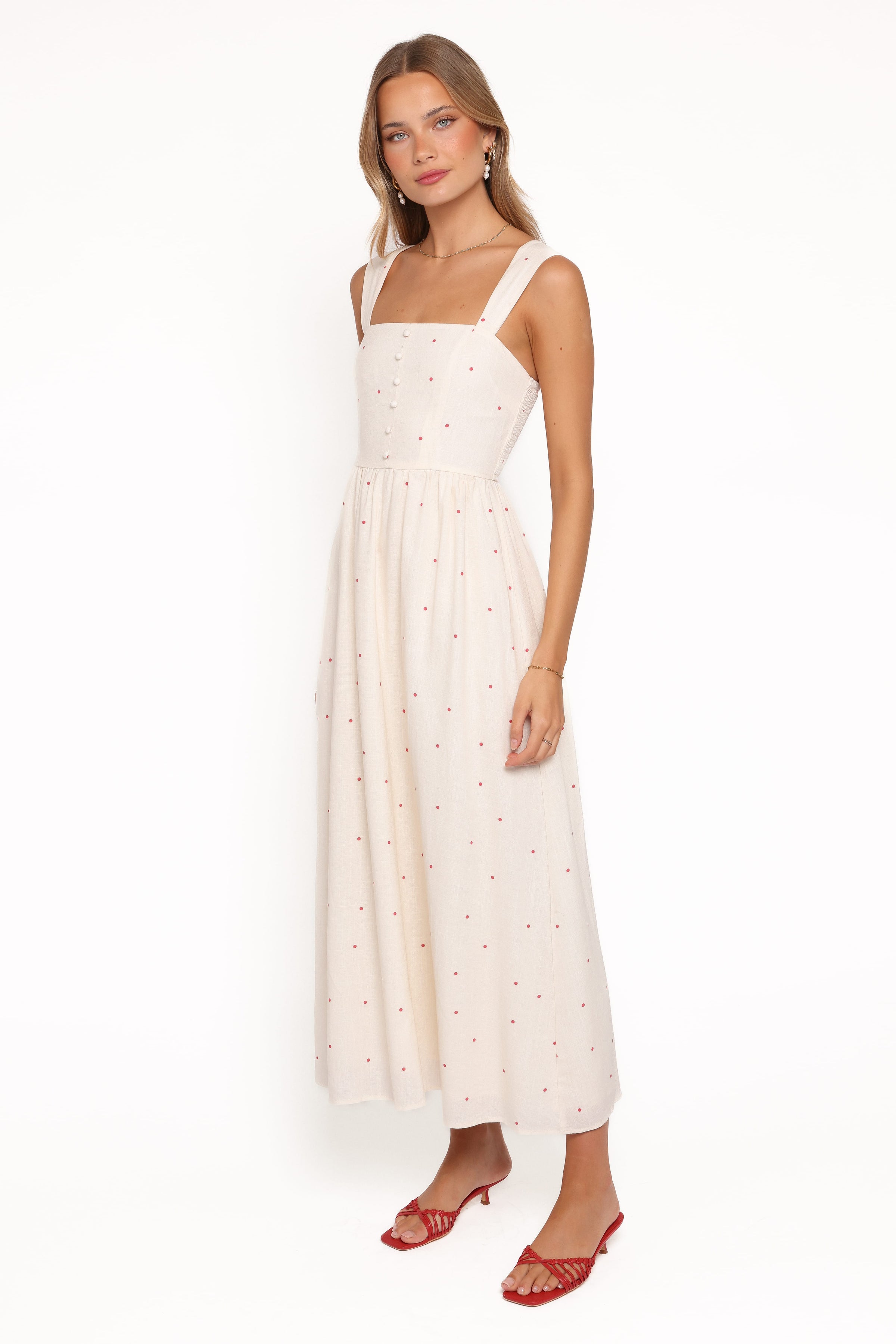 Petal and Pup USA DRESSES Caty Maxi Dress - Red Polka Dot