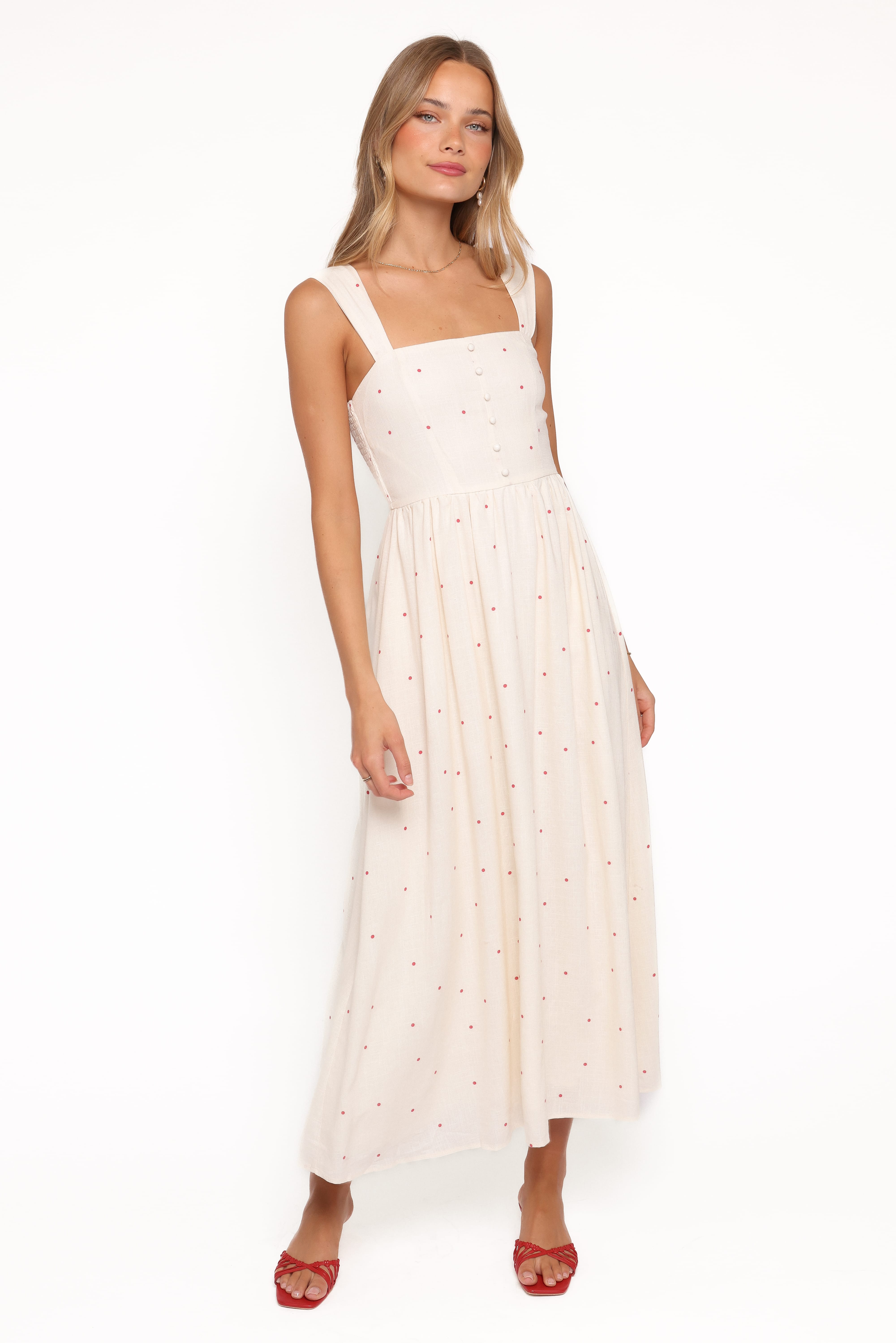 Petal and Pup USA DRESSES Caty Maxi Dress - Red Polka Dot