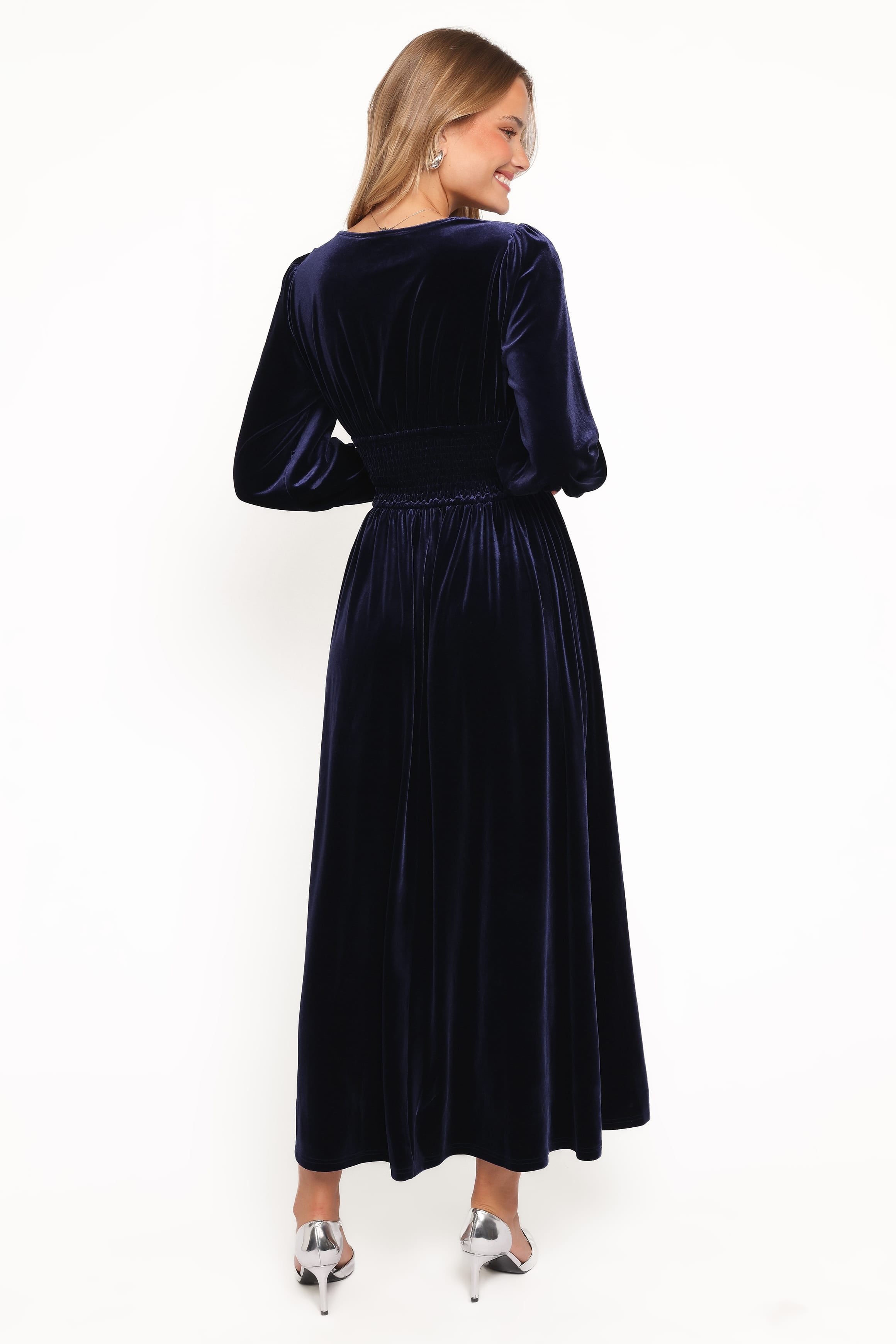 Petal and Pup USA DRESSES Cece Velvet Long Sleeve Maxi Dress - Midnight Blue