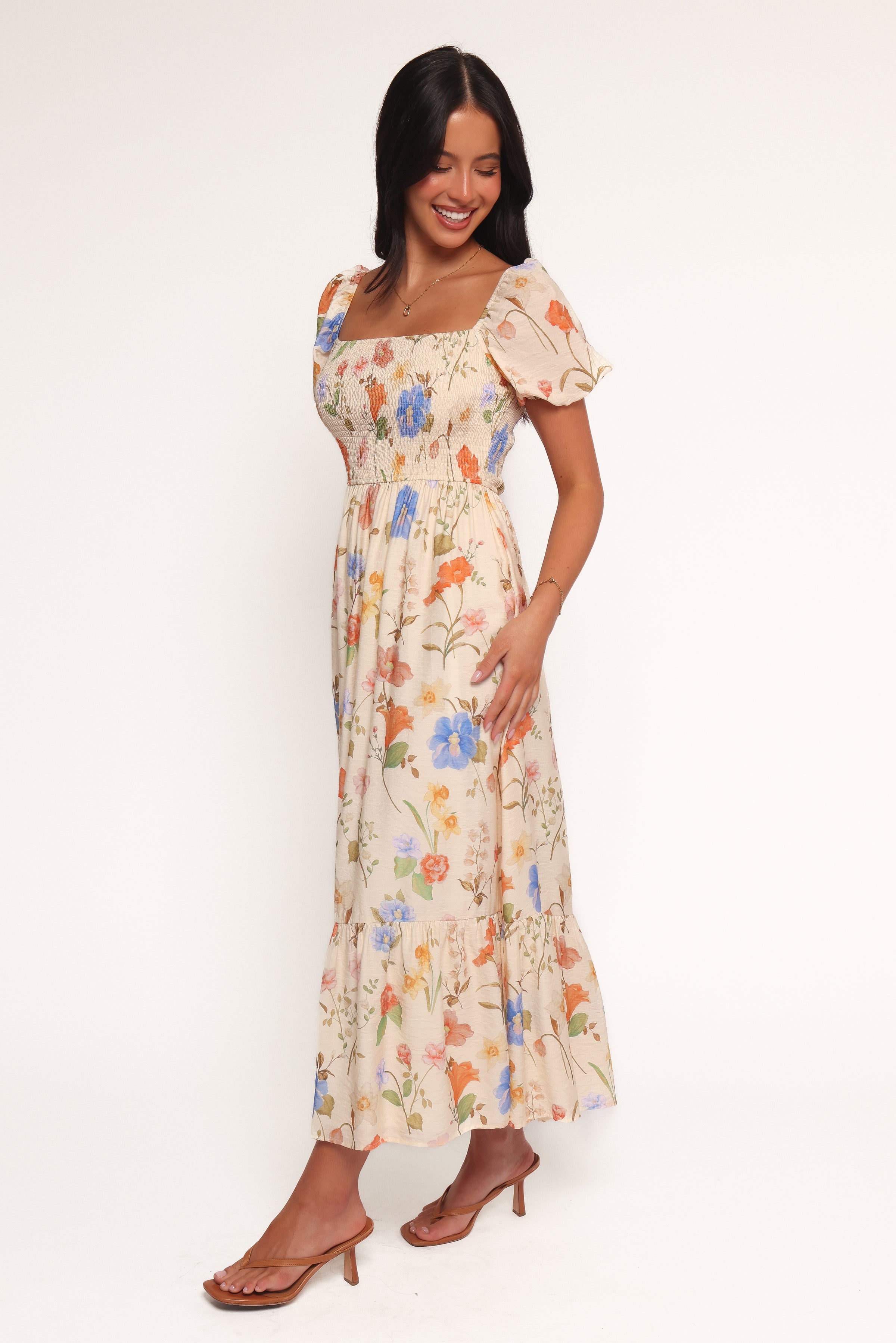 Petal and Pup USA DRESSES Cecelia Puff Sleeve Maxi Dress - Floral