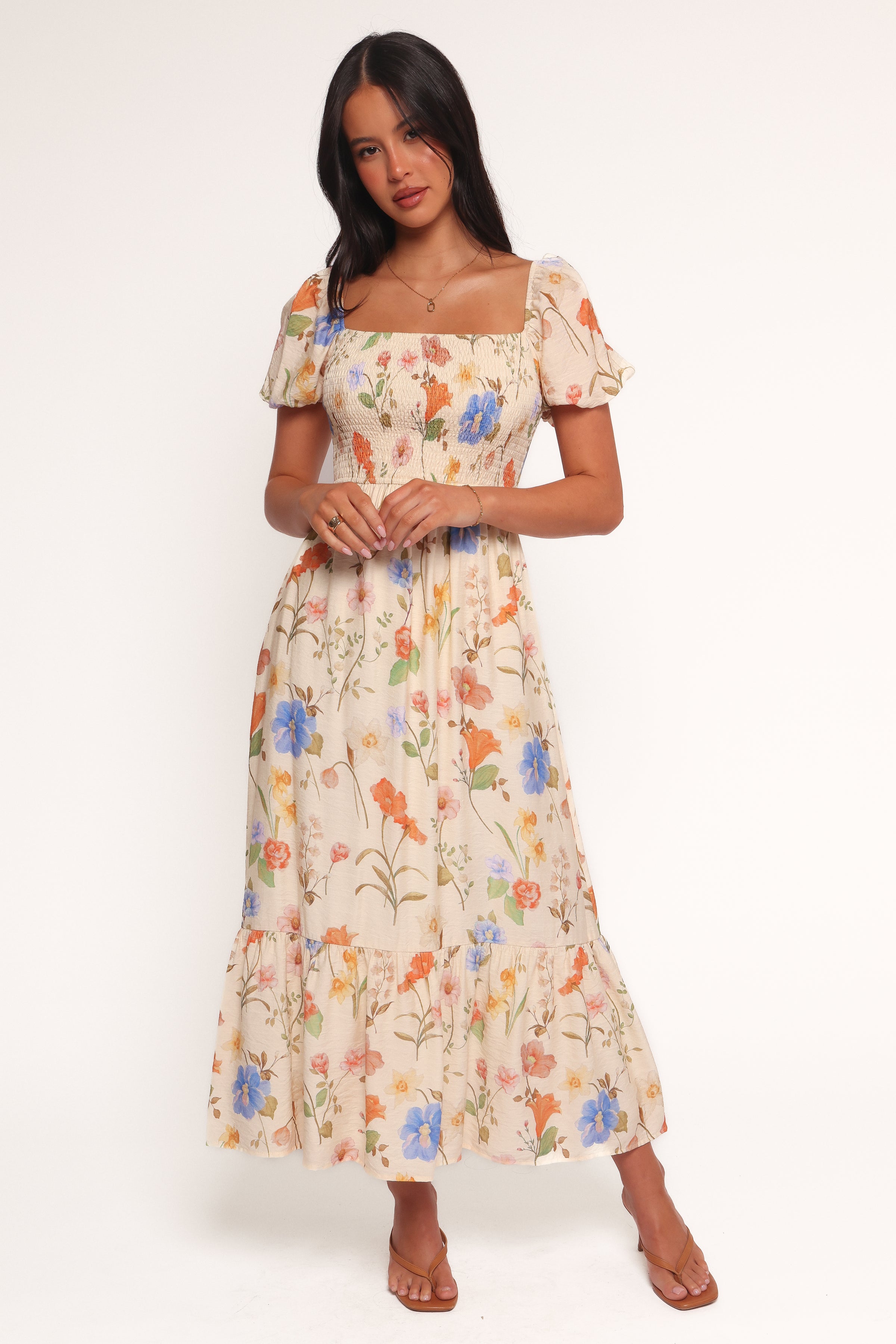 Petal and Pup USA DRESSES Cecelia Puff Sleeve Maxi Dress - Floral