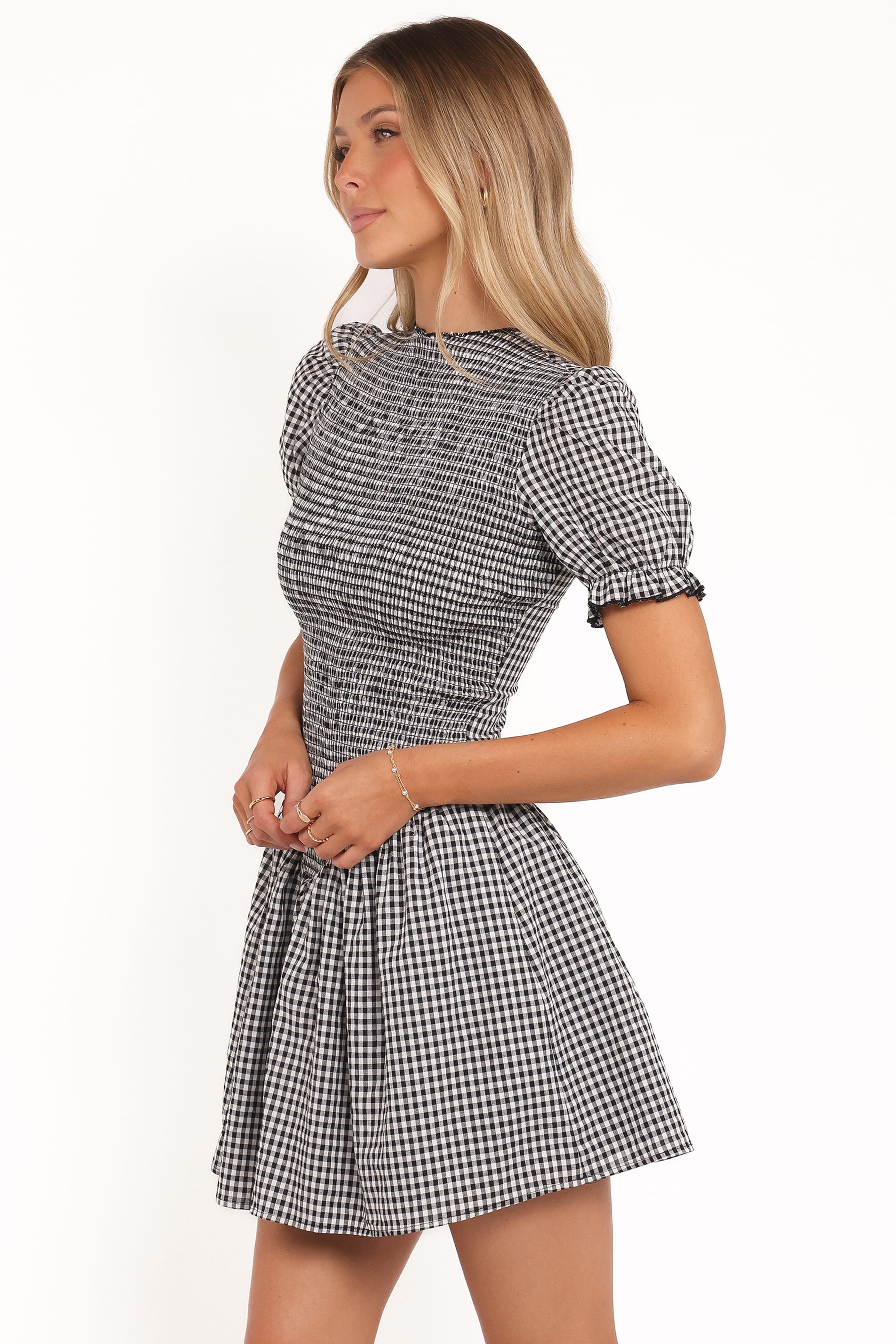 Petal and Pup USA DRESSES Celine Mini Dress - Black Gingham