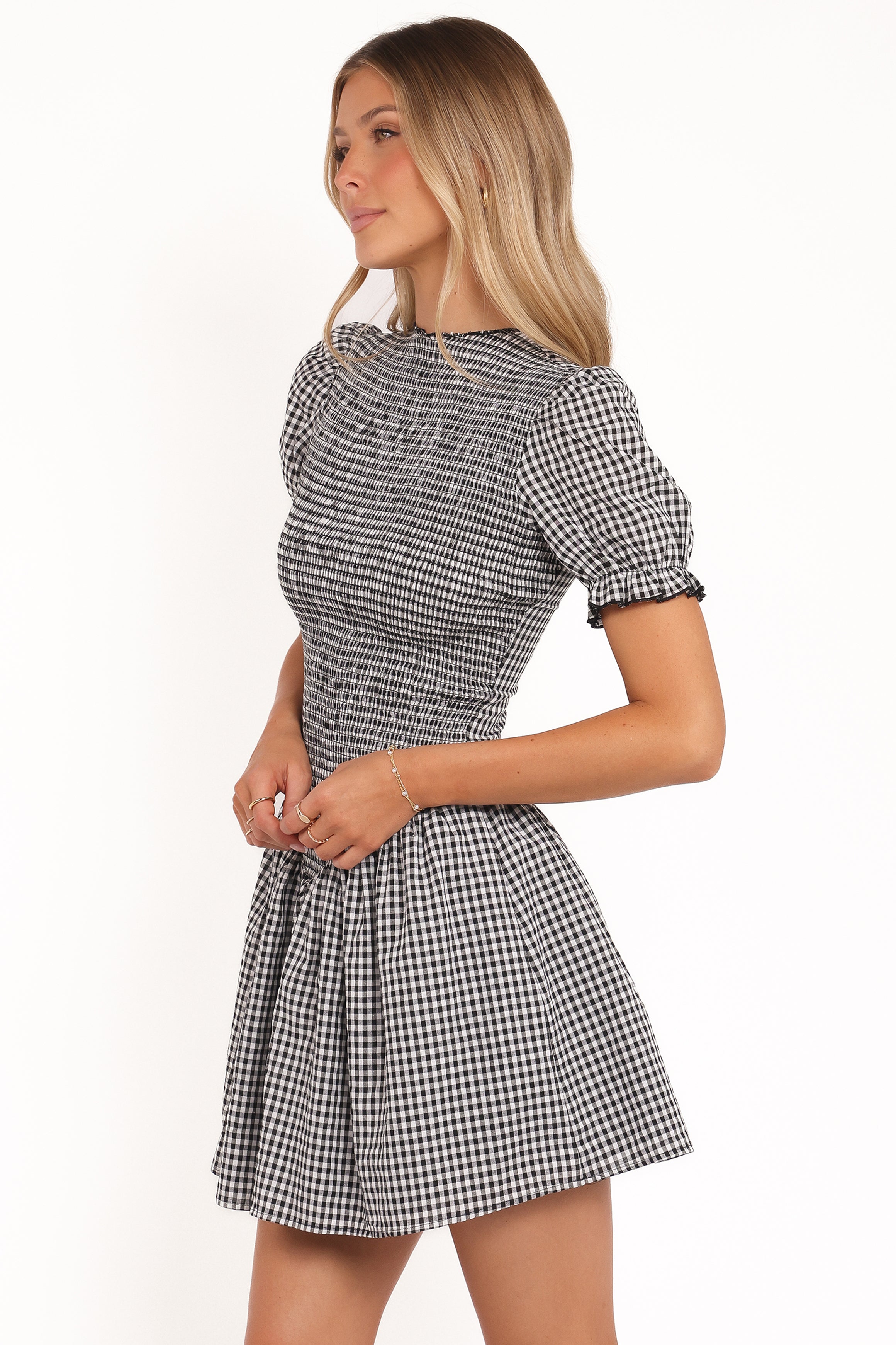 Petal and Pup USA DRESSES Celine Mini Dress - Black Gingham