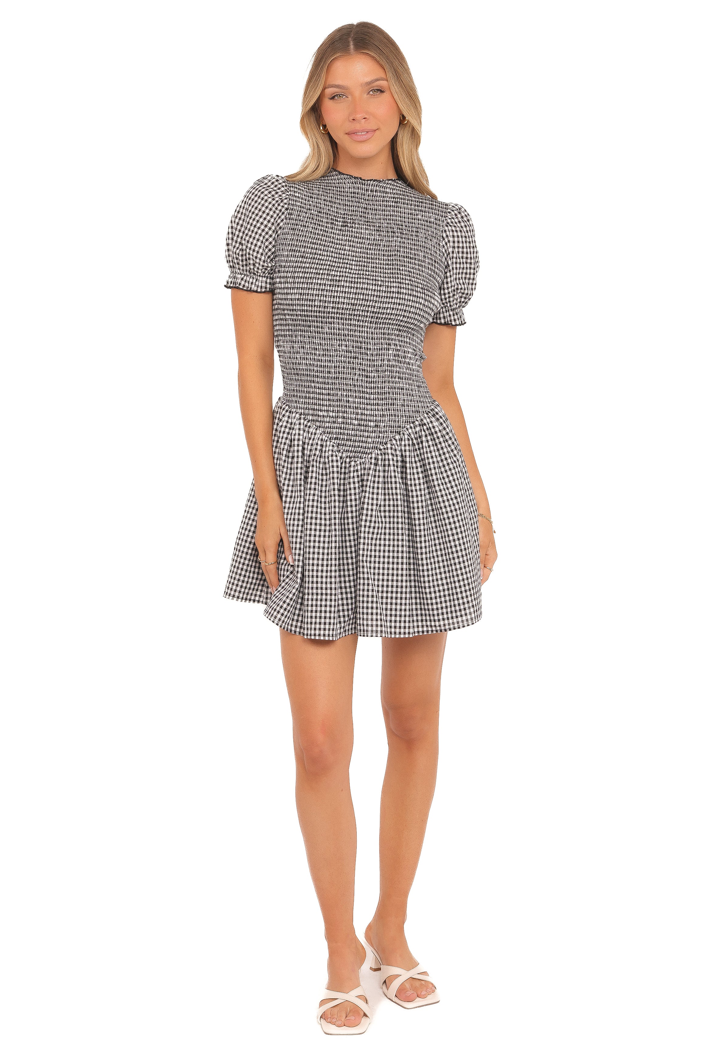Petal and Pup USA DRESSES Celine Mini Dress - Black Gingham
